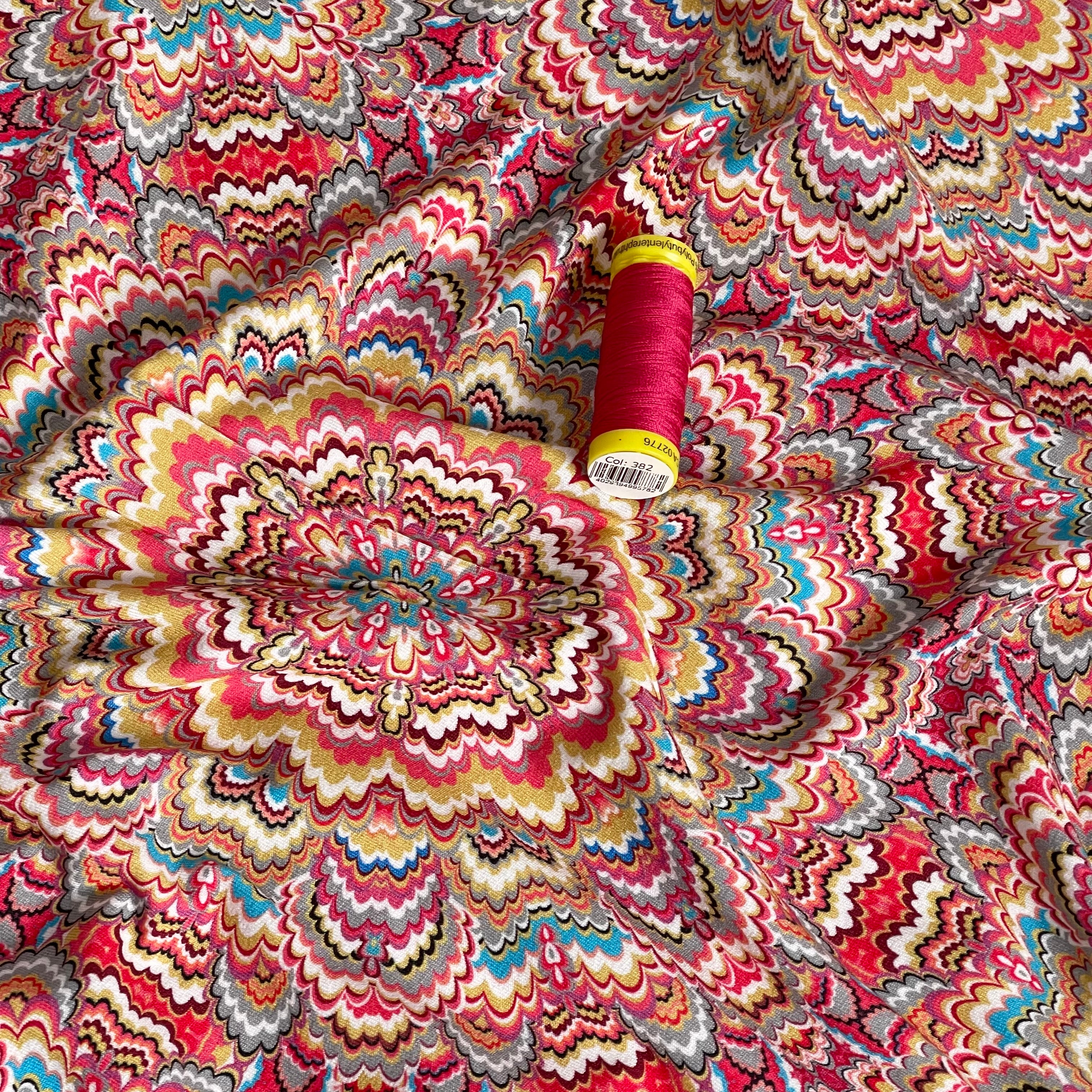 Pink Mandela Viscose Jersey Fabric