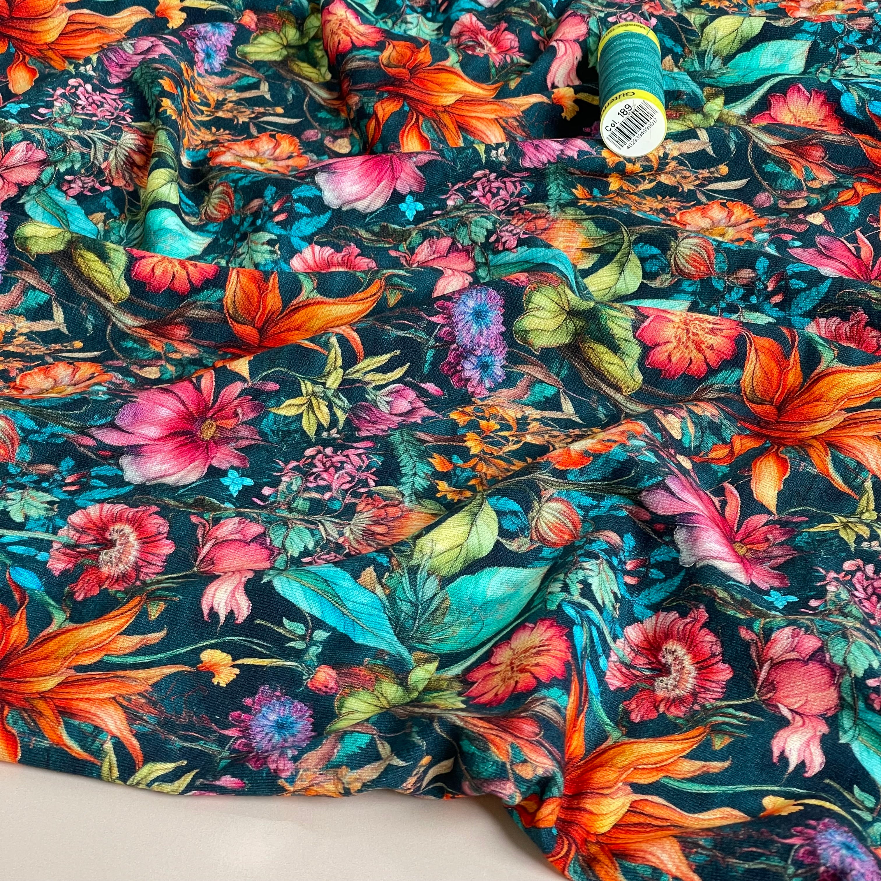 Flower Garden Viscose Jersey Fabric