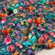 REMNANT 1.84 Metres - Flower Garden Viscose Jersey Fabric