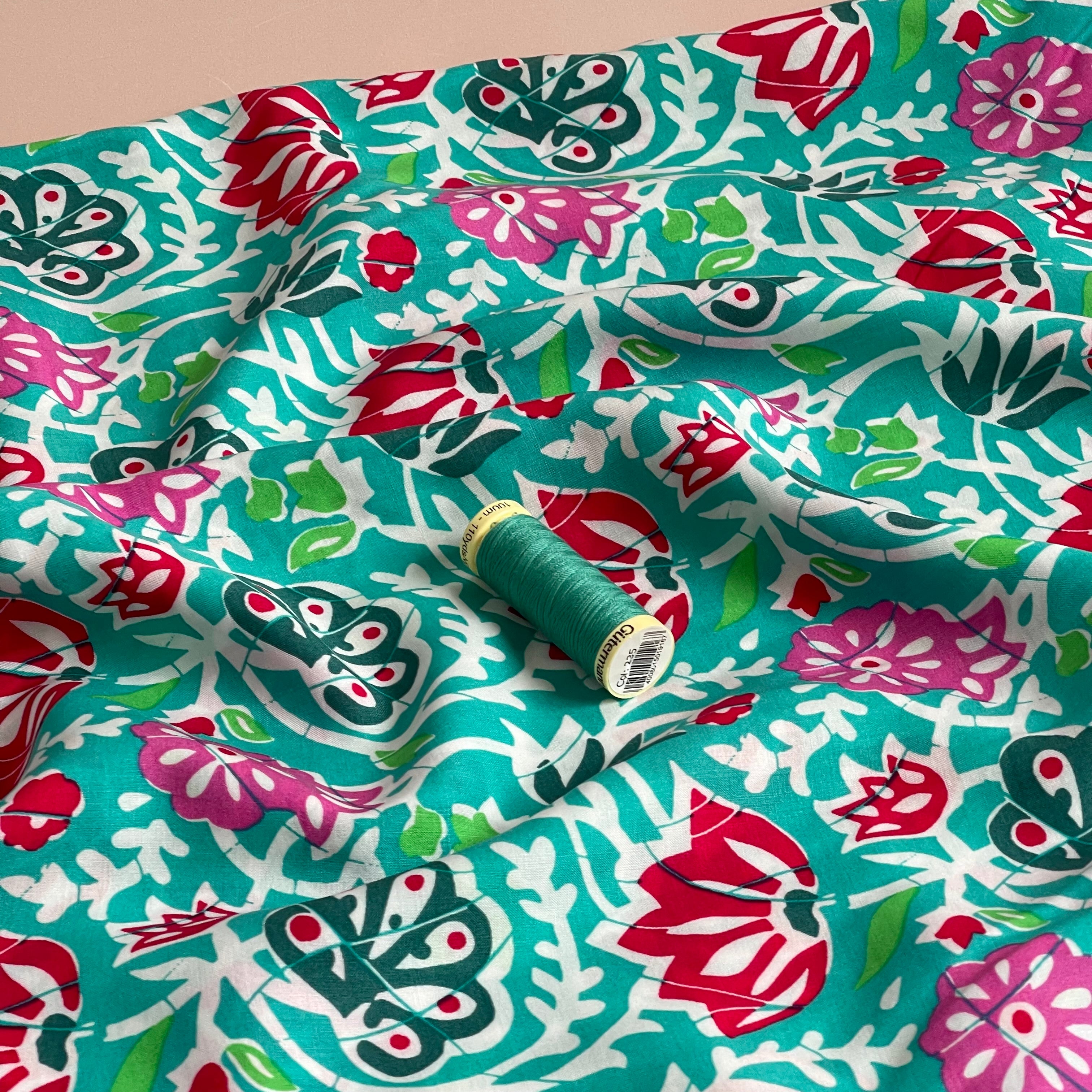 Abstract Leaves Viscose Voile Fabric