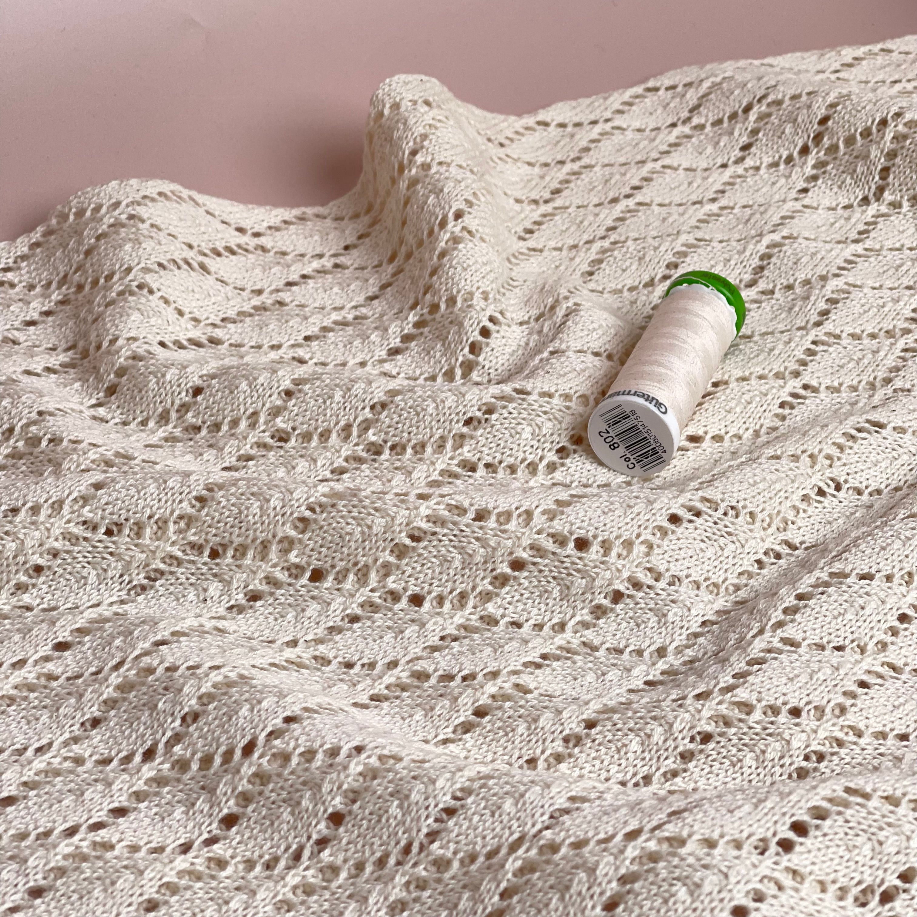 Natural Cotton Crochet Knit in Ecru