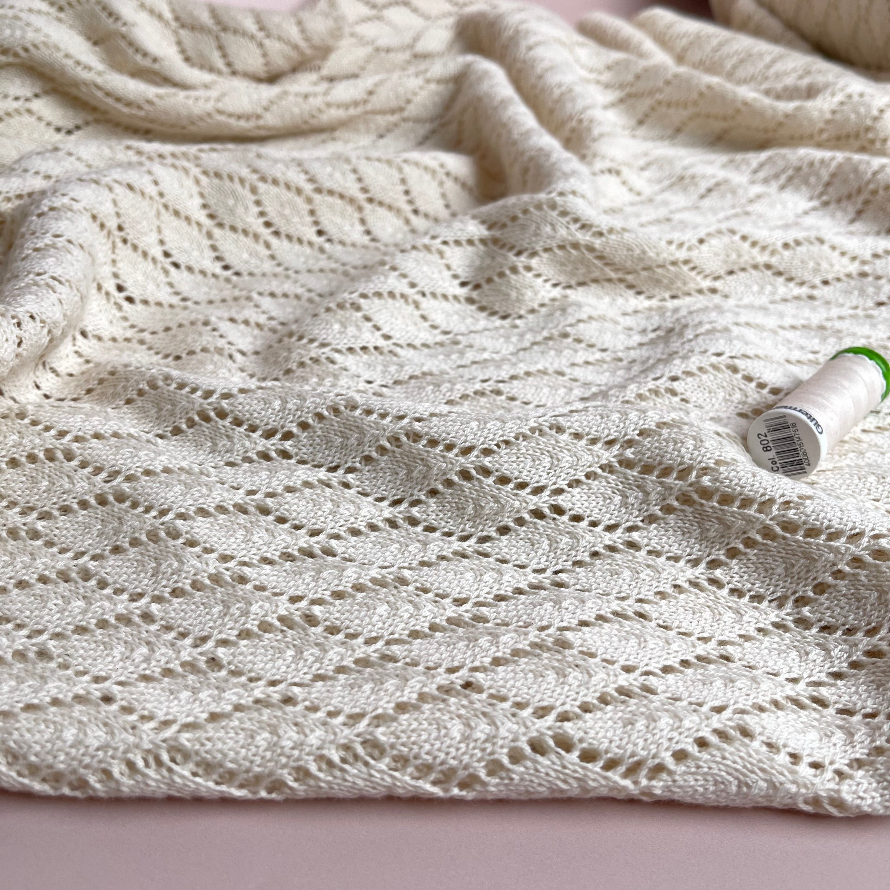 Natural Cotton Crochet Knit in Ecru