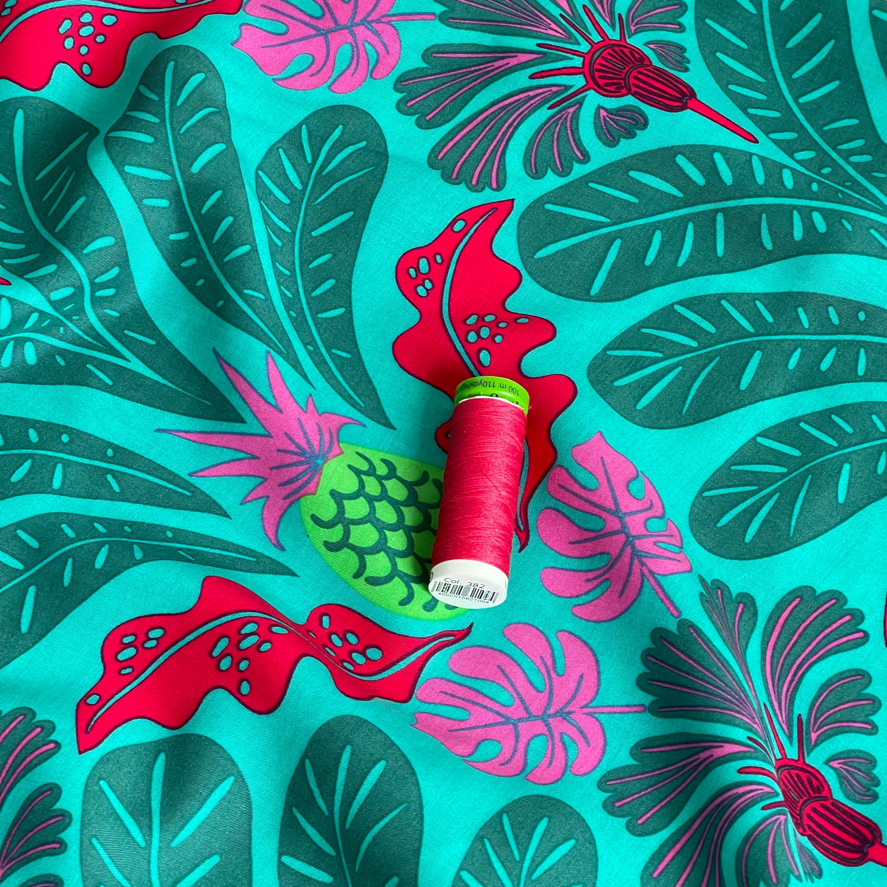 Pineapple Plants Viscose Voile Fabric