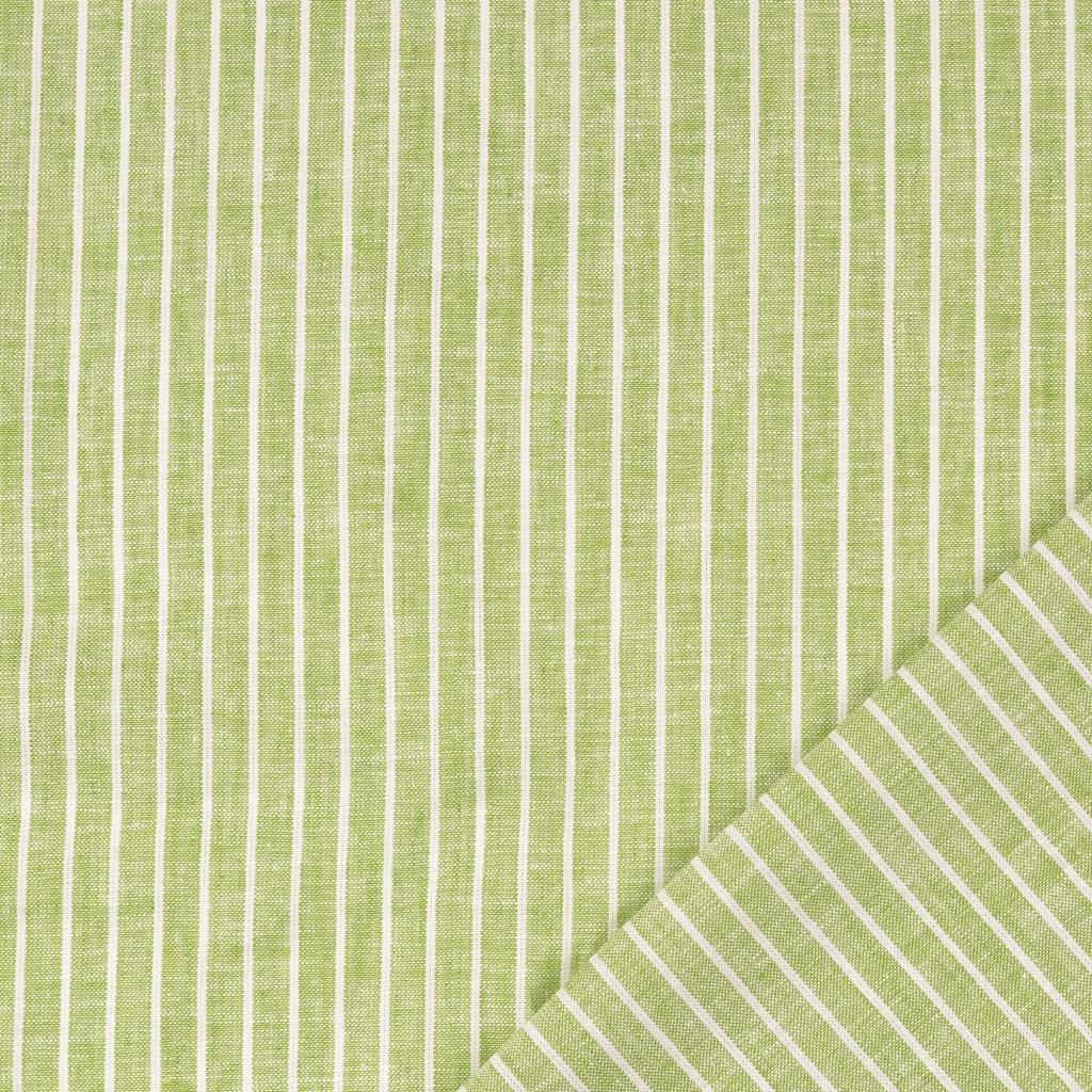 Stripe Fern Green Linen Cotton Fabric