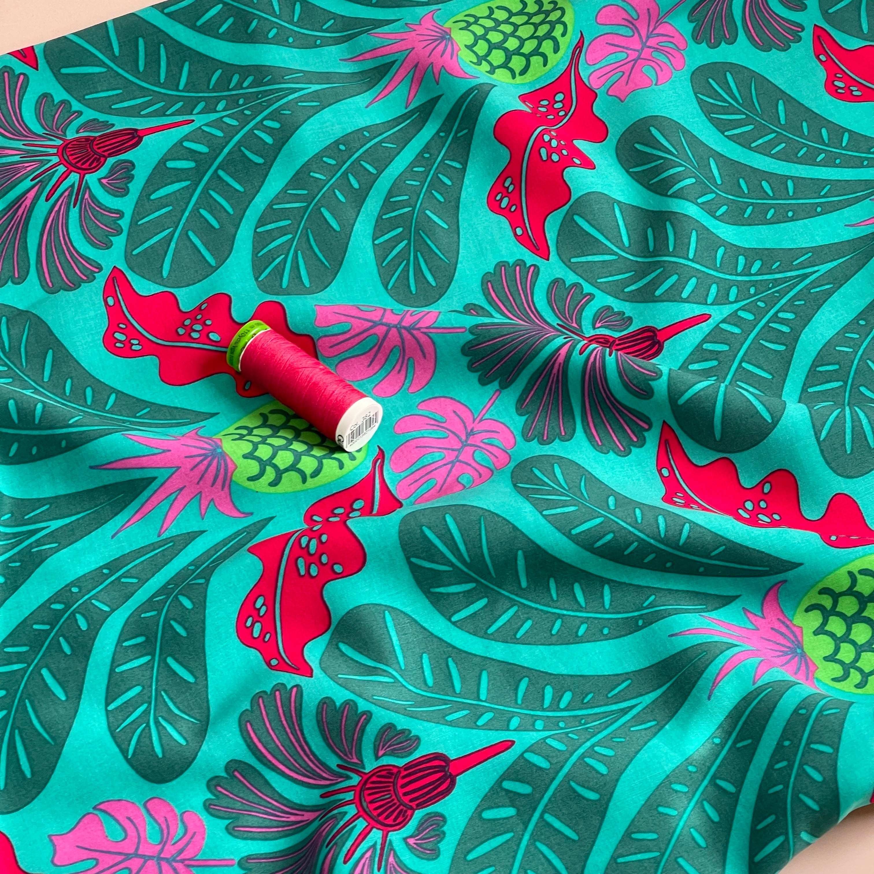 Pineapple Plants Viscose Voile Fabric