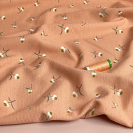 REMNANT 1.32 Metres - Cute Daisies Cotton Waffle Jersey in Dusky Salmon