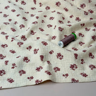 REMNANT 1.56 Metres - Pink Ditsy Floral Dobby Cotton Double Gauze Fabric