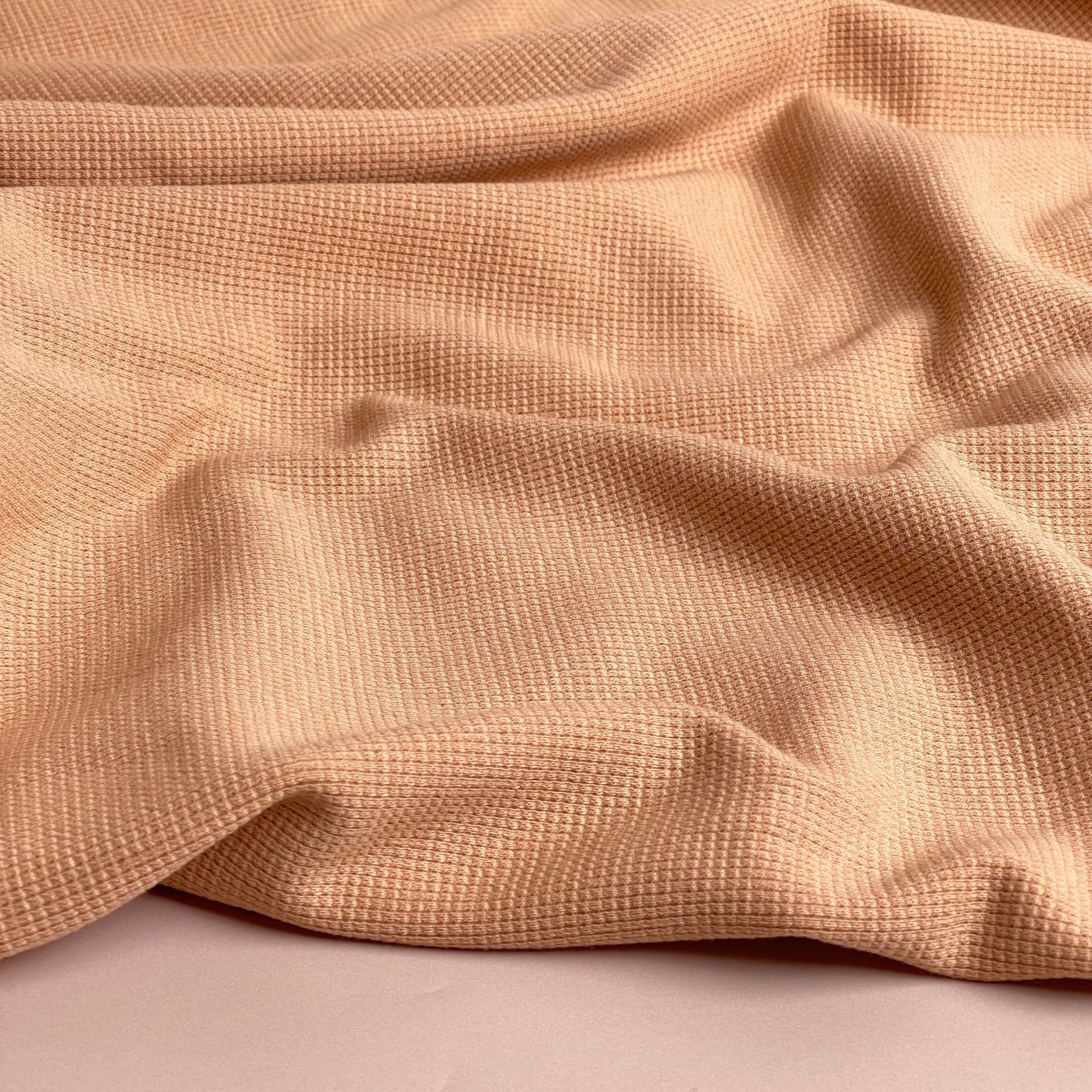 Qjutie Plain Cotton Waffle Jersey in Dusky Salmon