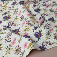 Spring Flowers Cotton Waffle Fabric