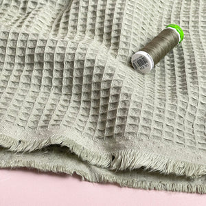 Earthy Khaki Pure Cotton Waffle Fabric