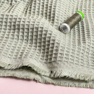 REMNANT 0.96 Metre - Earthy Khaki Pure Cotton Waffle Fabric