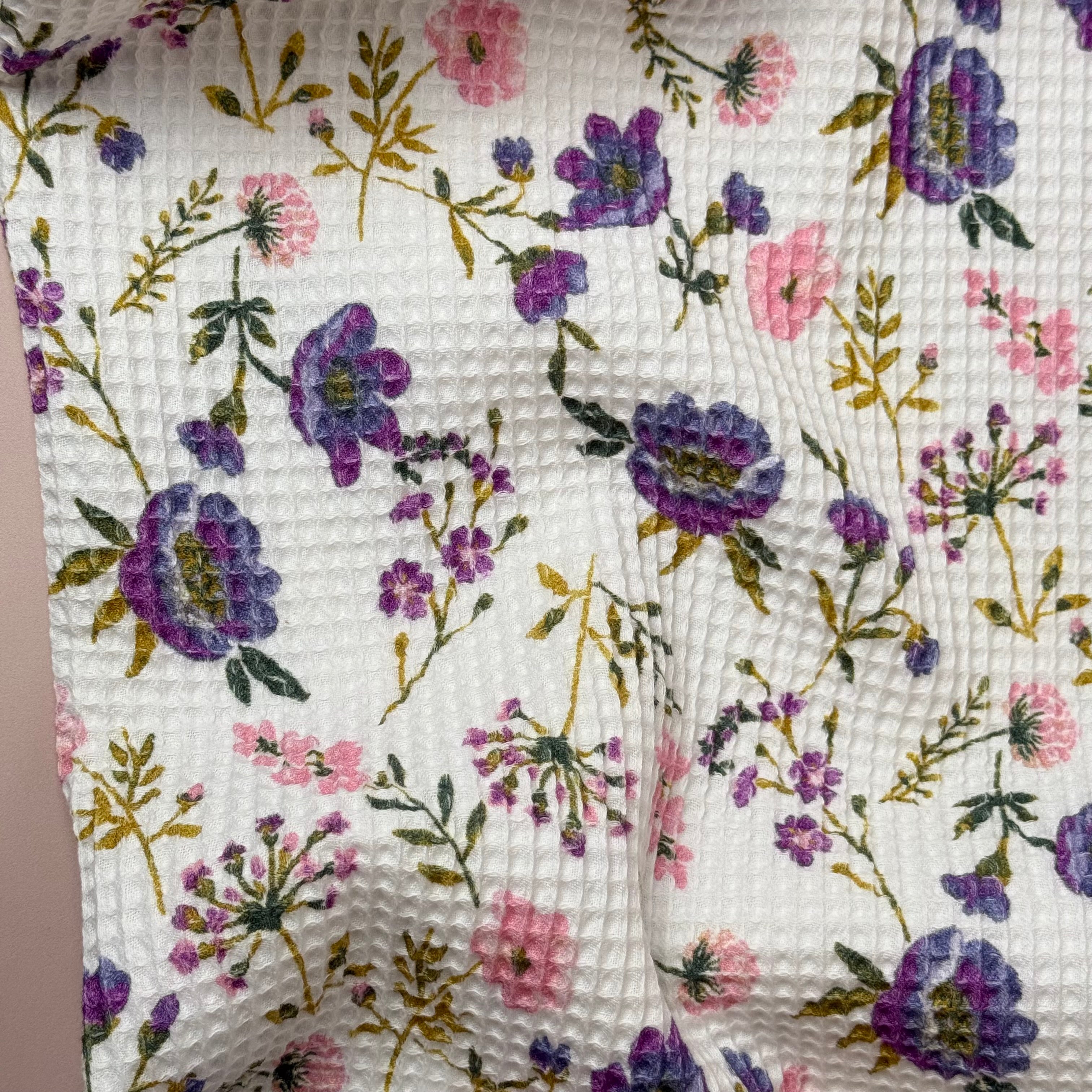 Spring Flowers Cotton Waffle Fabric