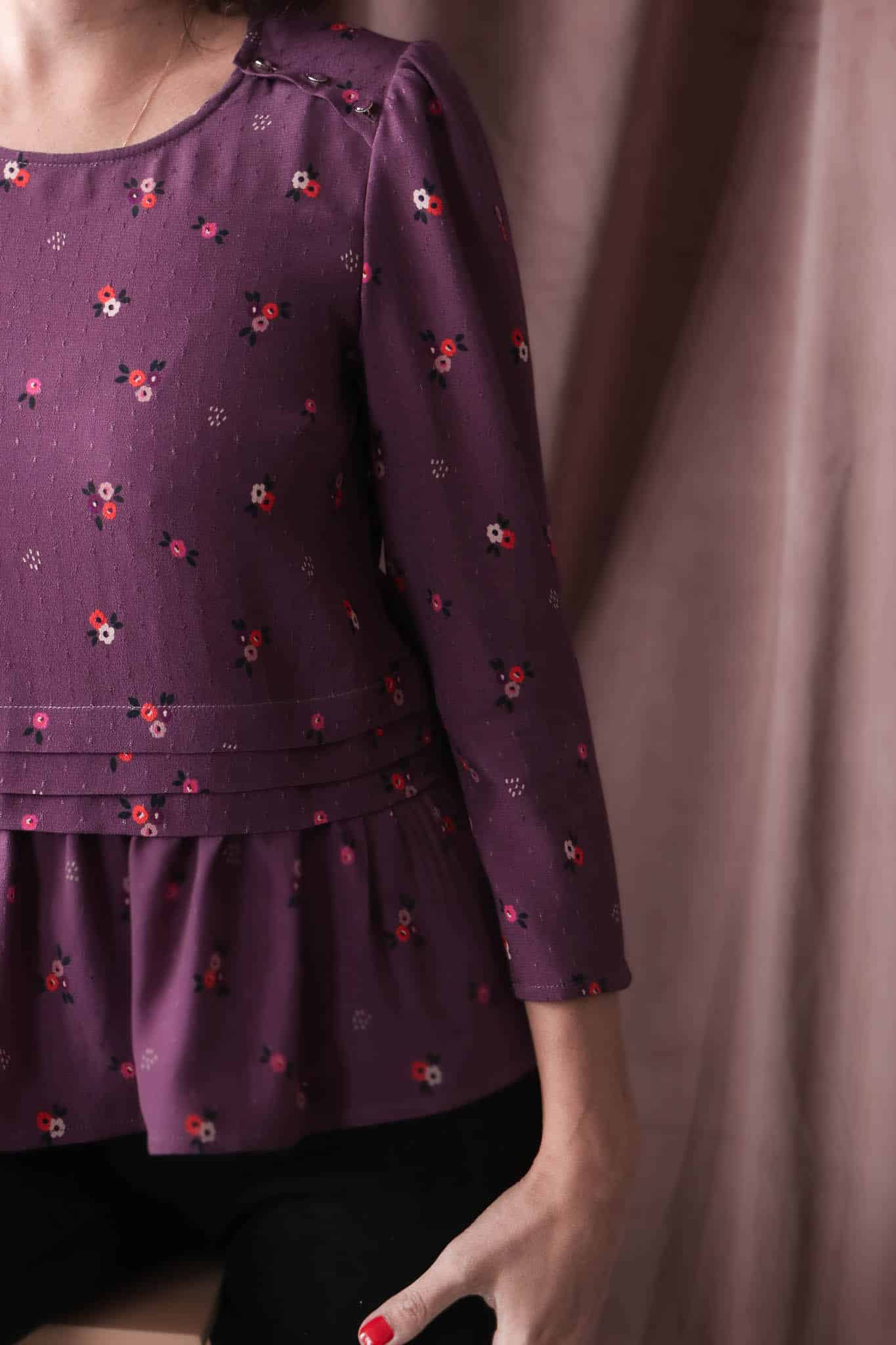 Sewing Kit - Lise Tailor Reverie Blouse or Dress in Purple Petals Viscose