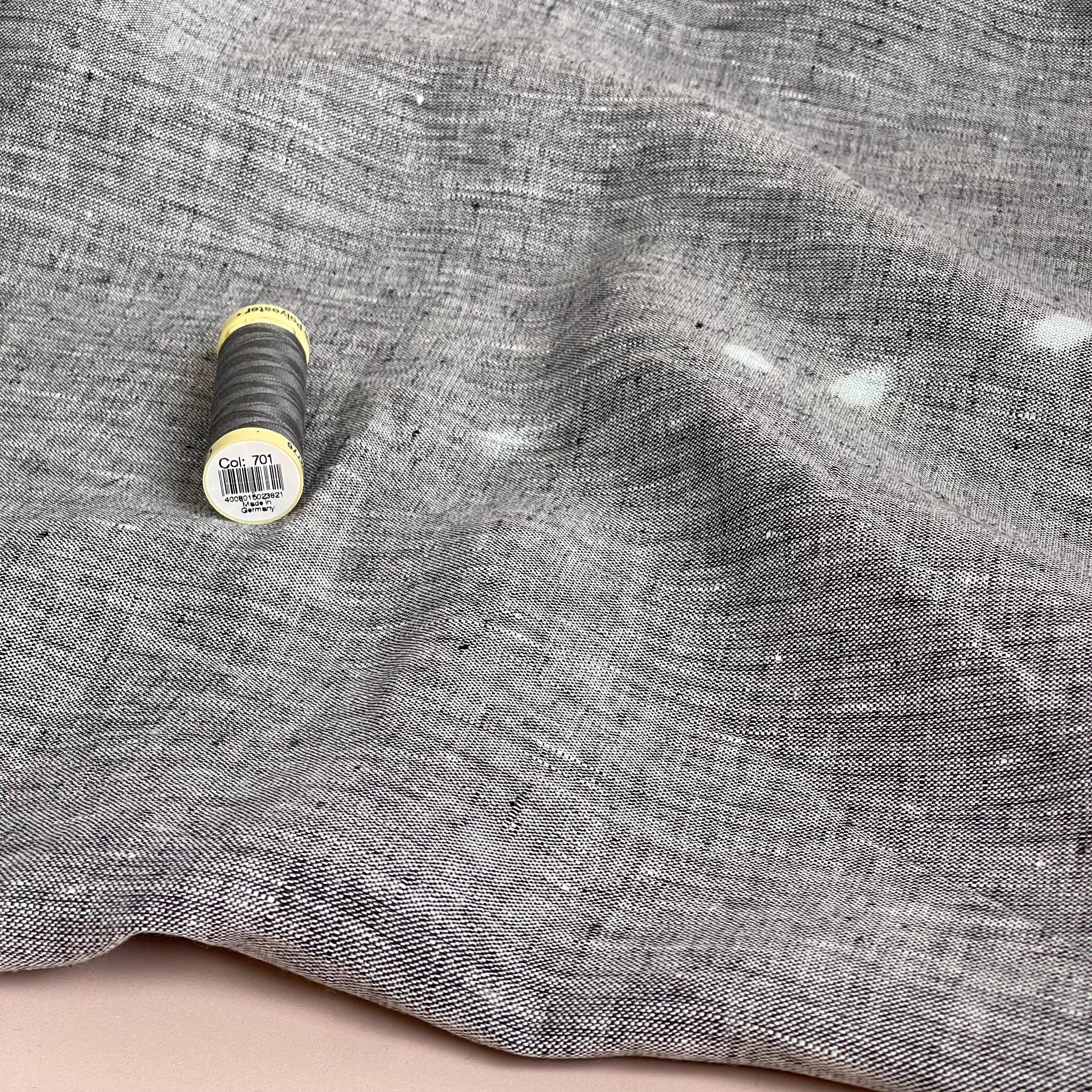 Yarn Dyed Pure Linen Fabric in Dark Grey