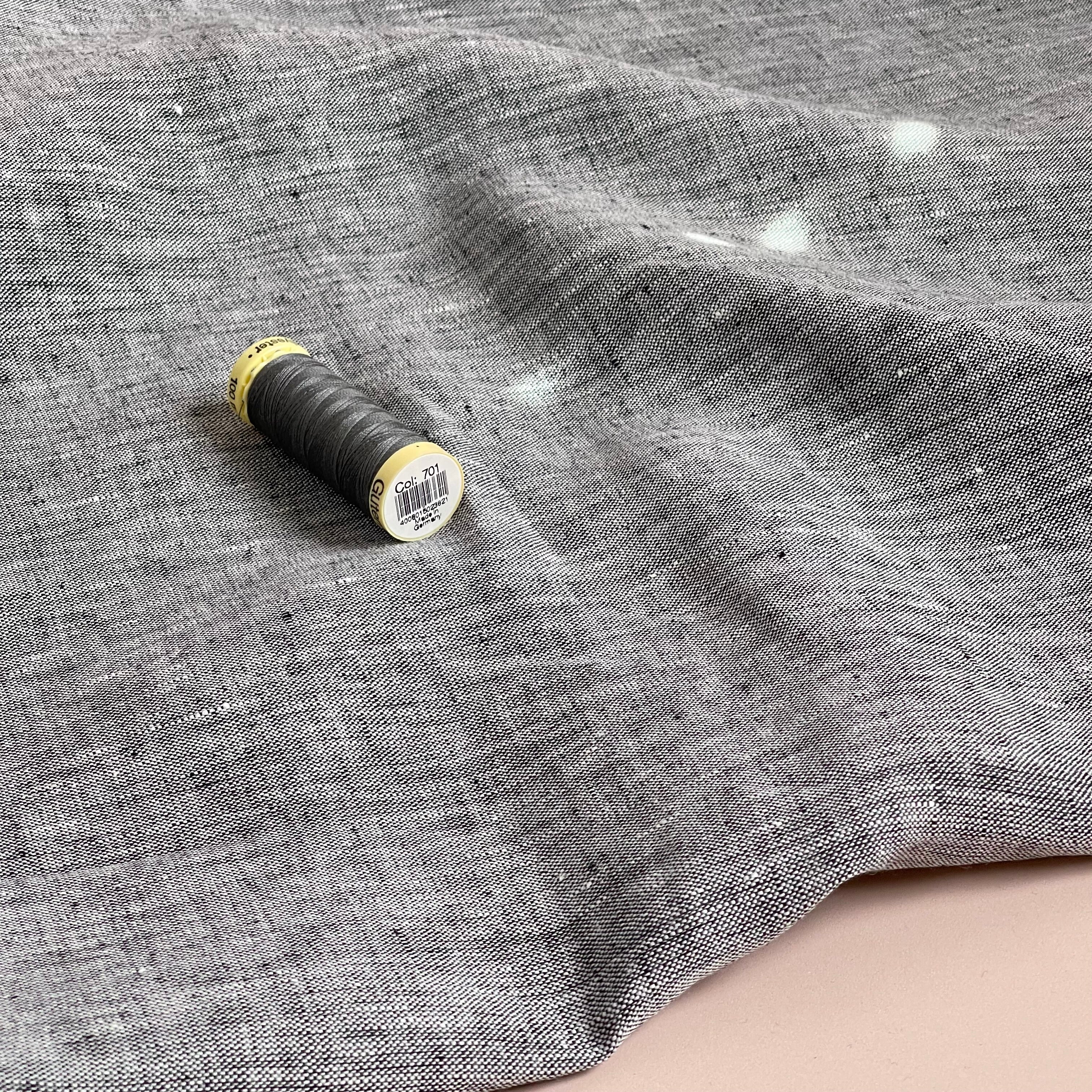 Yarn Dyed Pure Linen Fabric in Dark Grey
