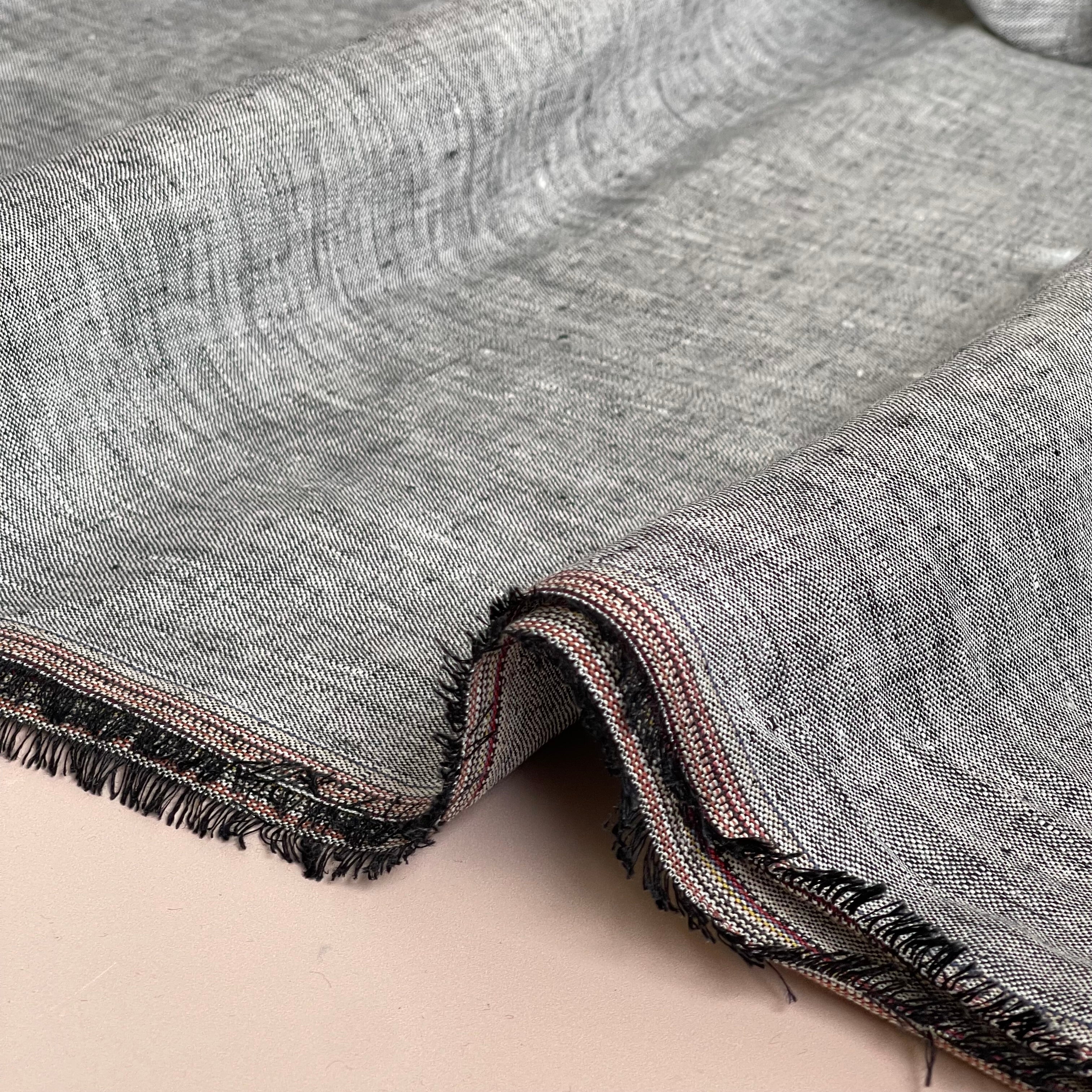 Yarn Dyed Pure Linen Fabric in Dark Grey