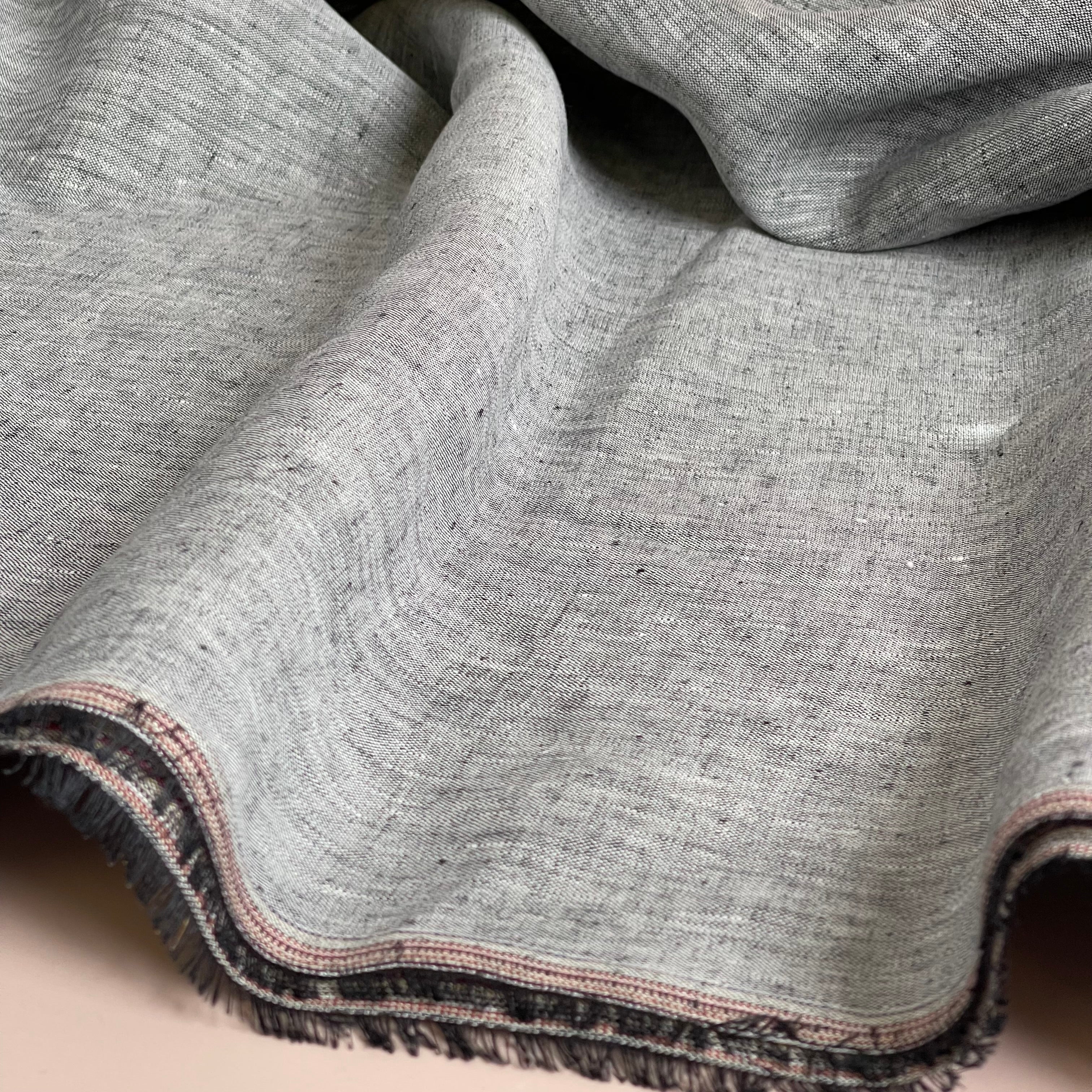 Yarn Dyed Pure Linen Fabric in Dark Grey