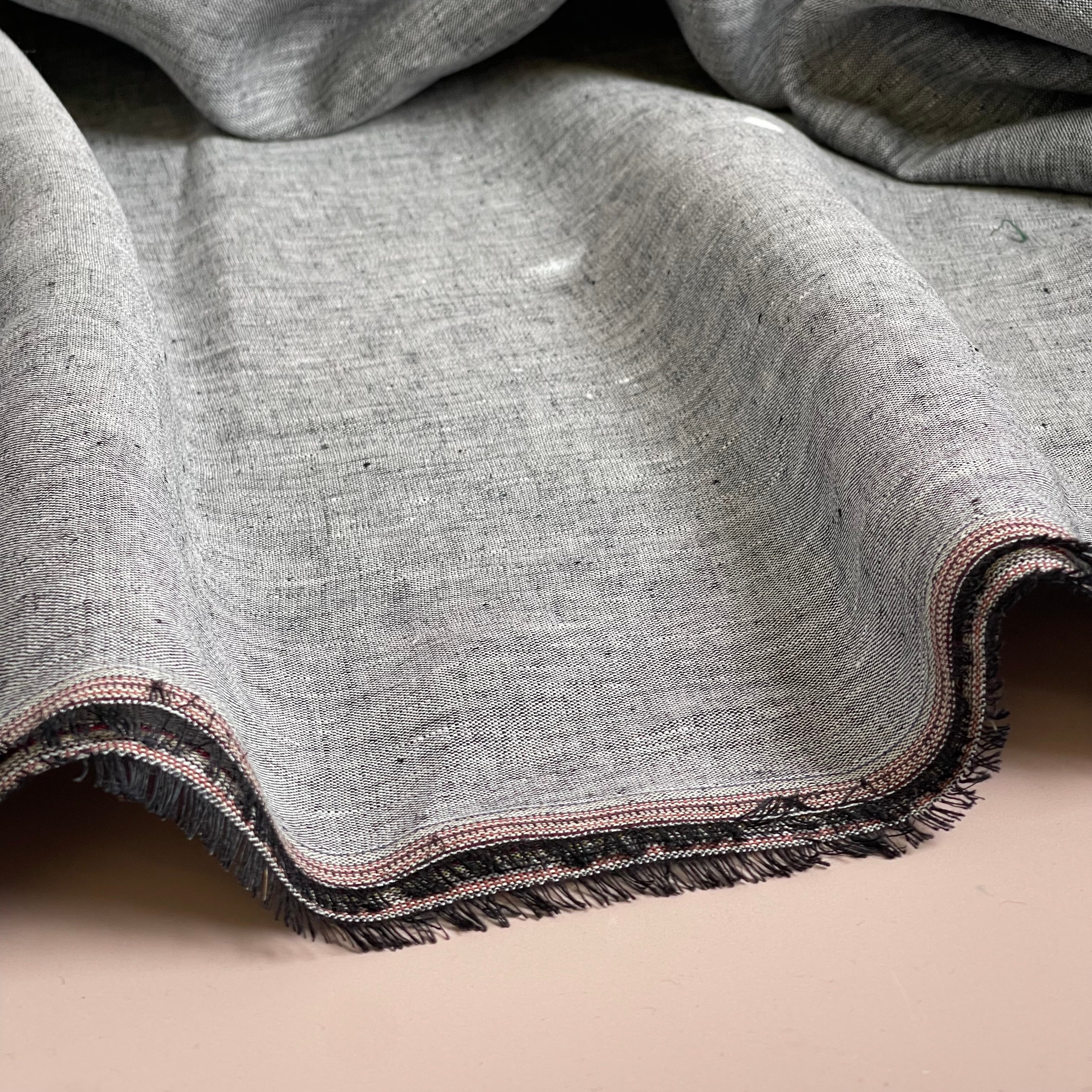 Yarn Dyed Pure Linen Fabric in Dark Grey