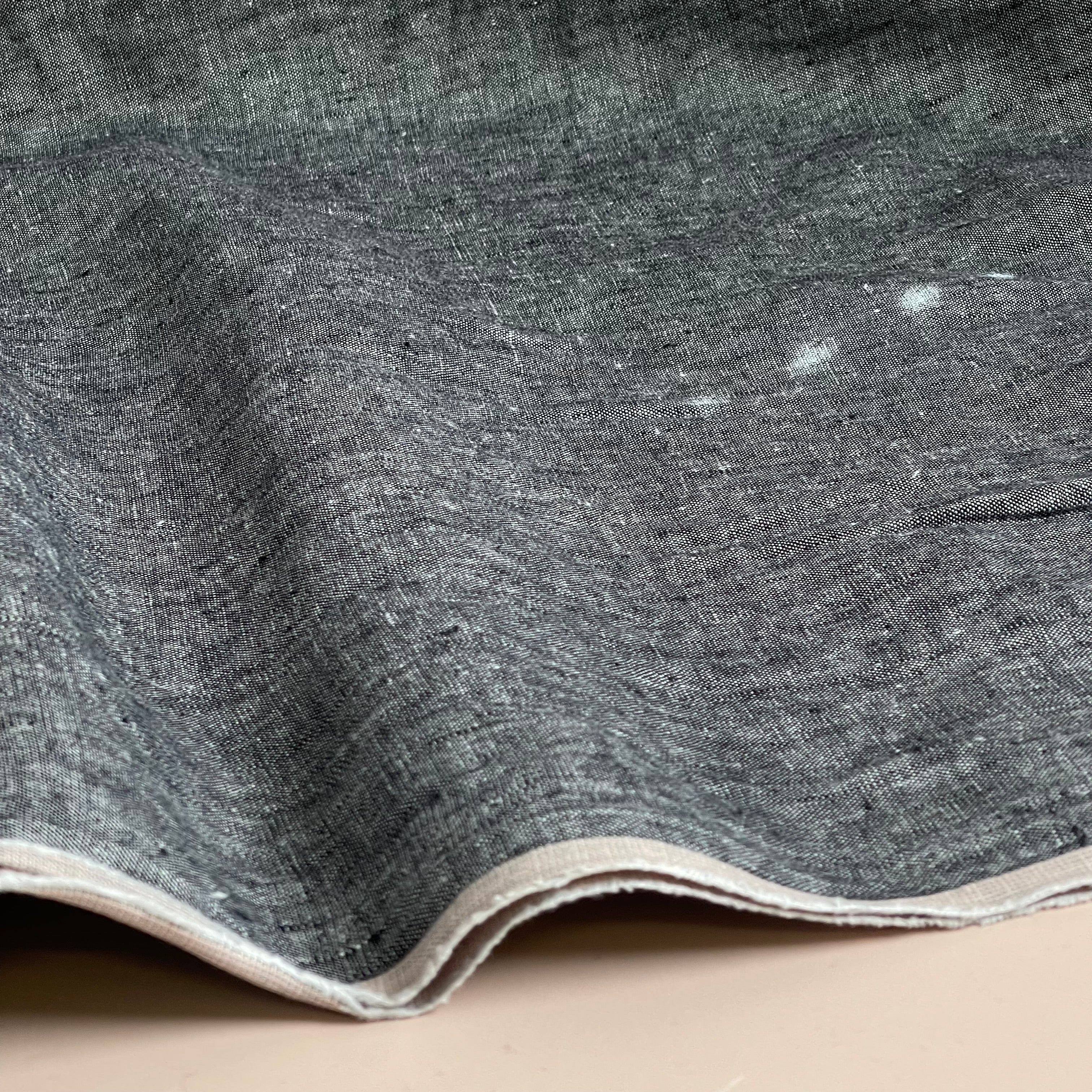 Yarn Dyed Pure Linen Fabric in Dark Navy