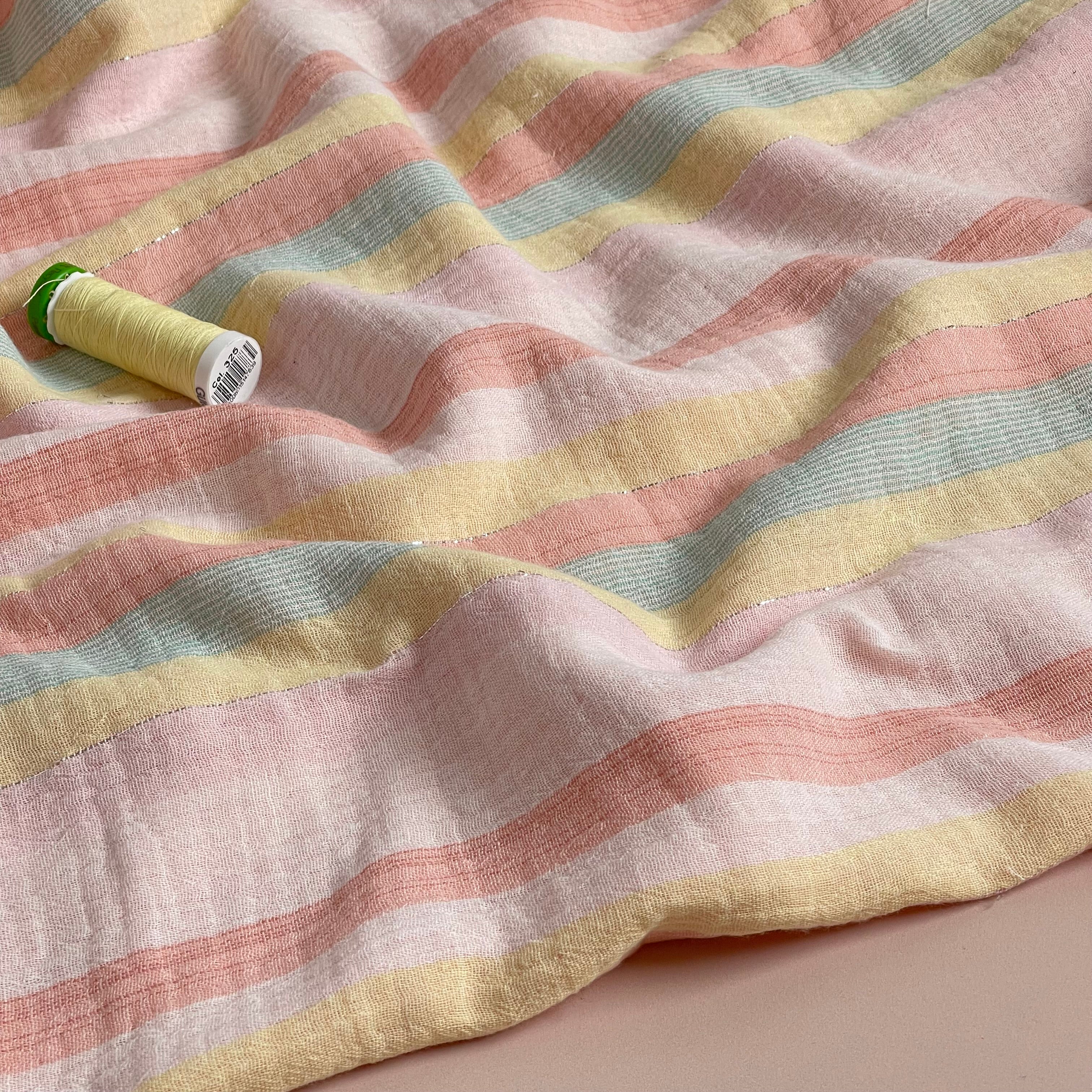 Pastel Summer Stripe Cotton Double Gauze