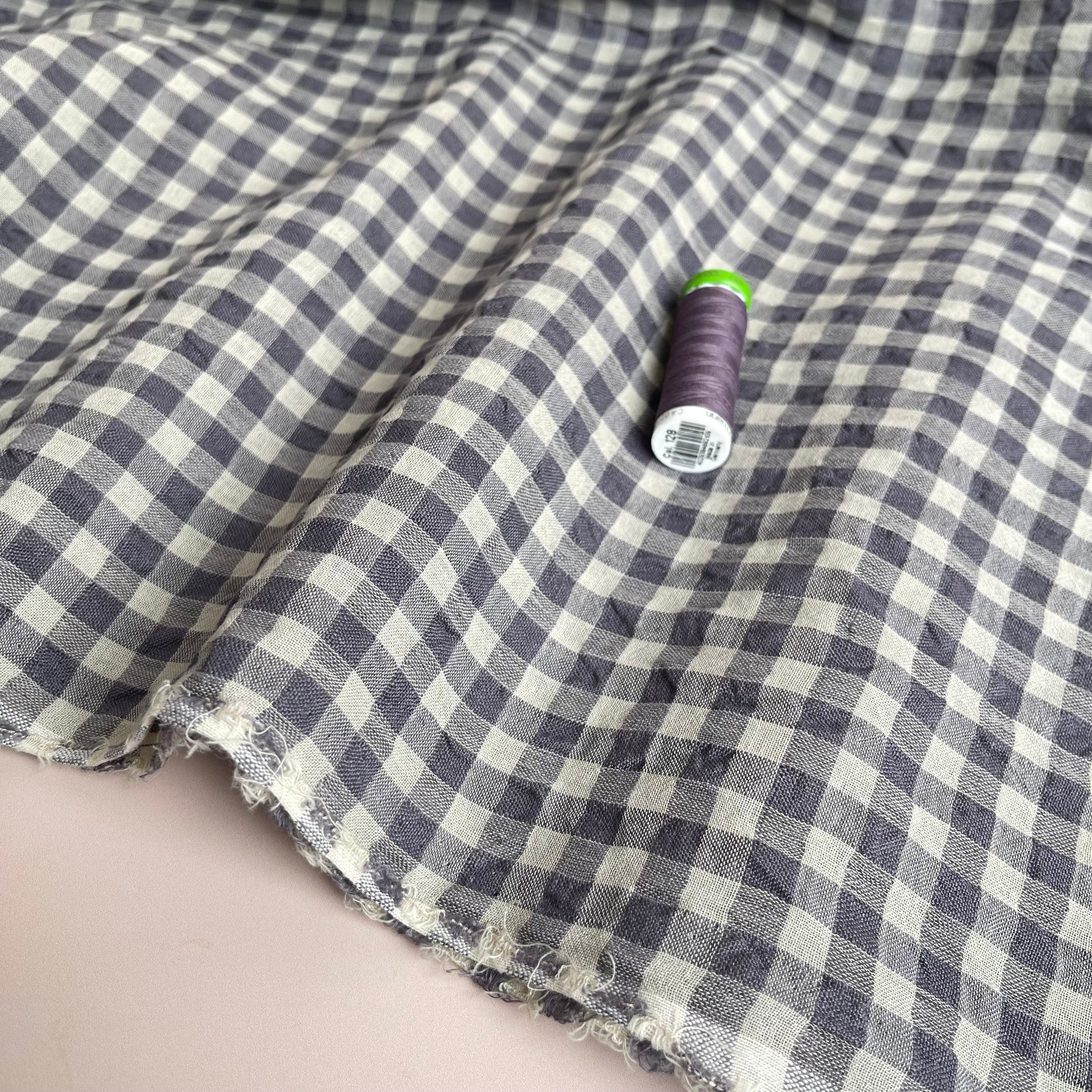 Yarn Dyed Pure Linen Gingham in Smokey Mauve