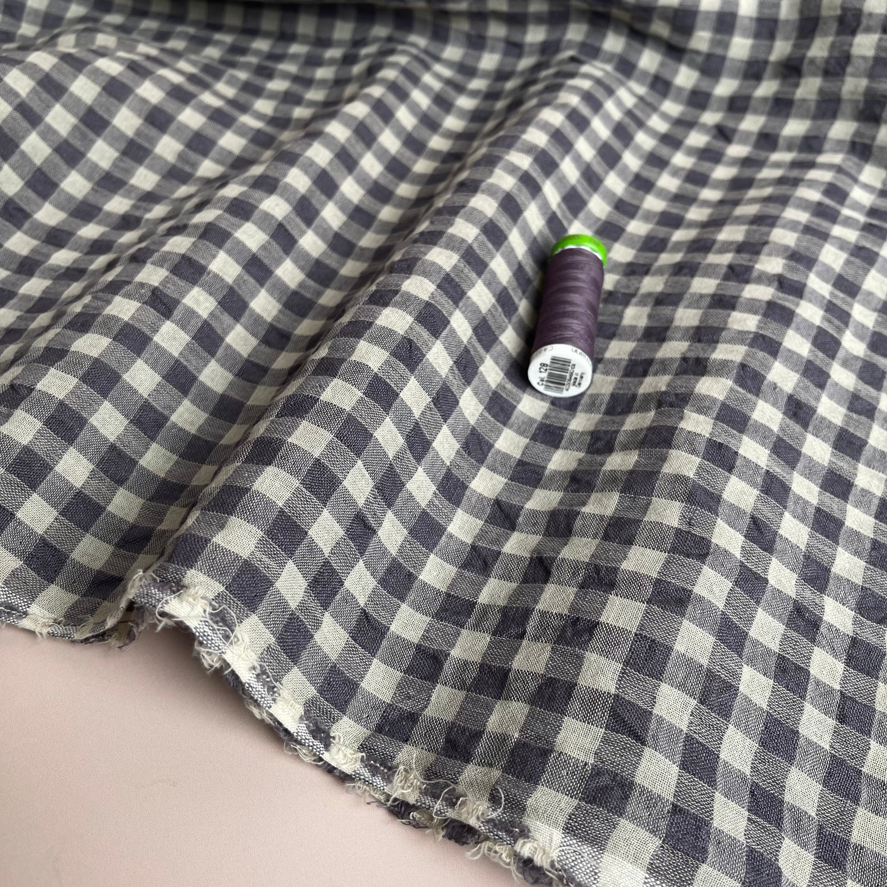 Yarn Dyed Pure Linen Gingham in Smokey Mauve