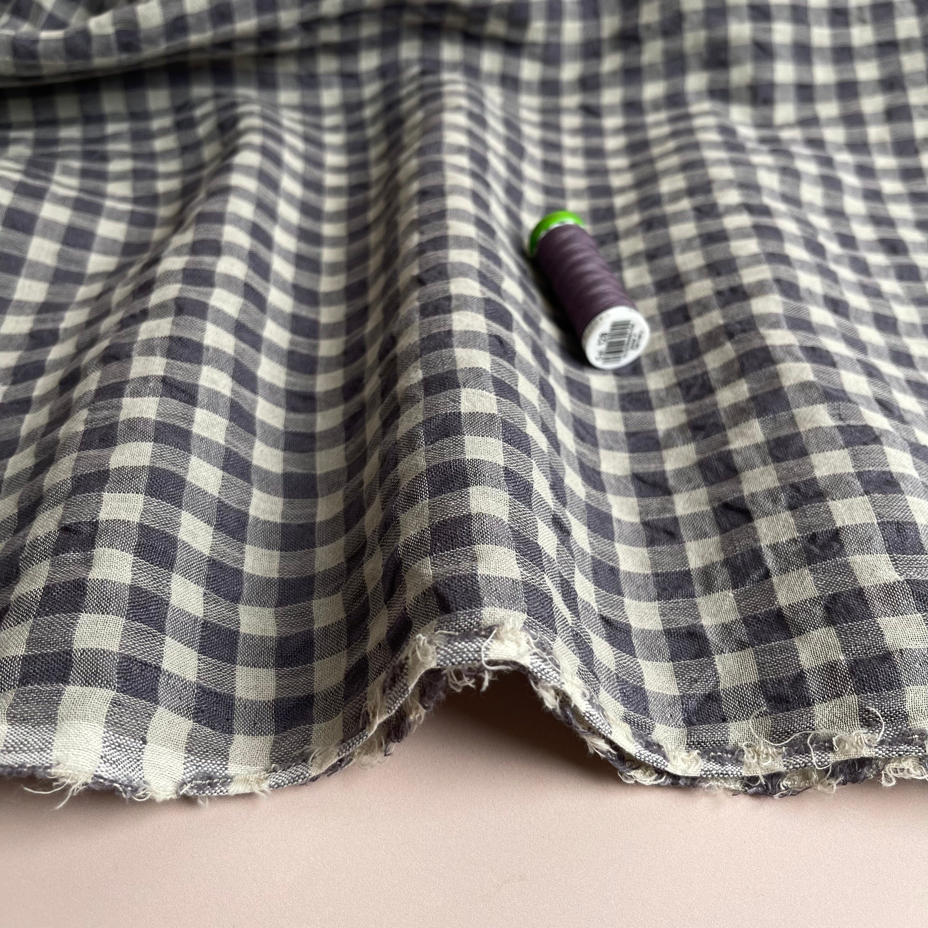 Yarn Dyed Pure Linen Gingham in Smokey Mauve