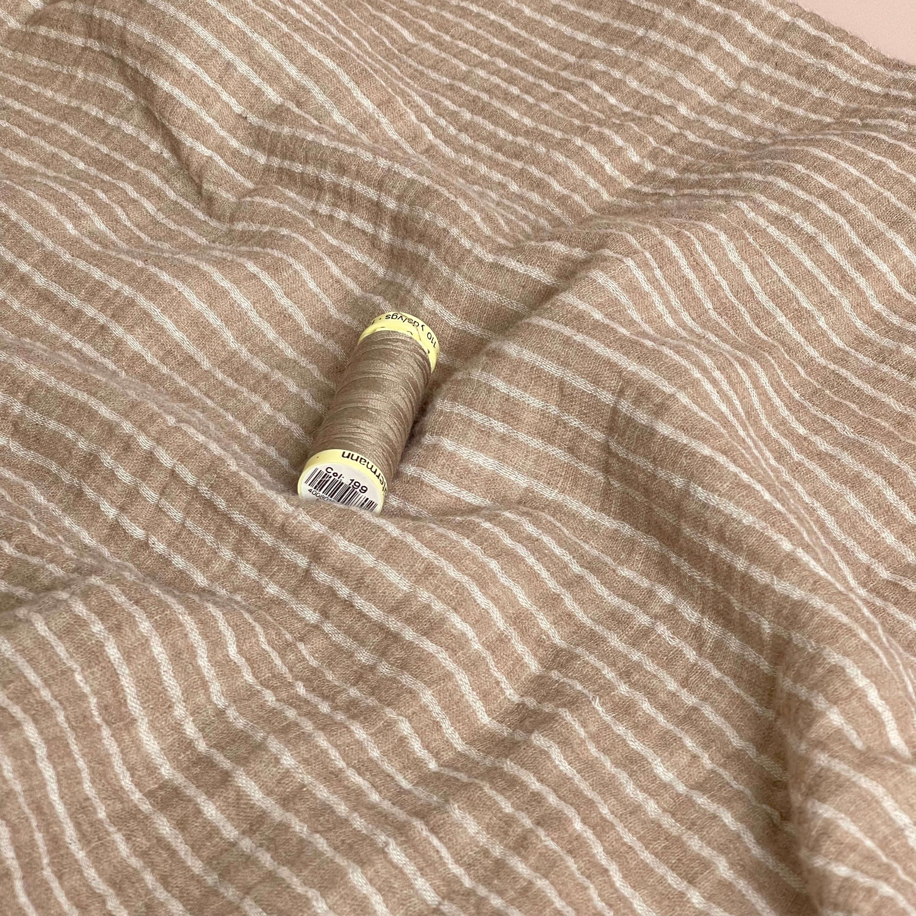 Taupe Stripe Cotton Double Gauze