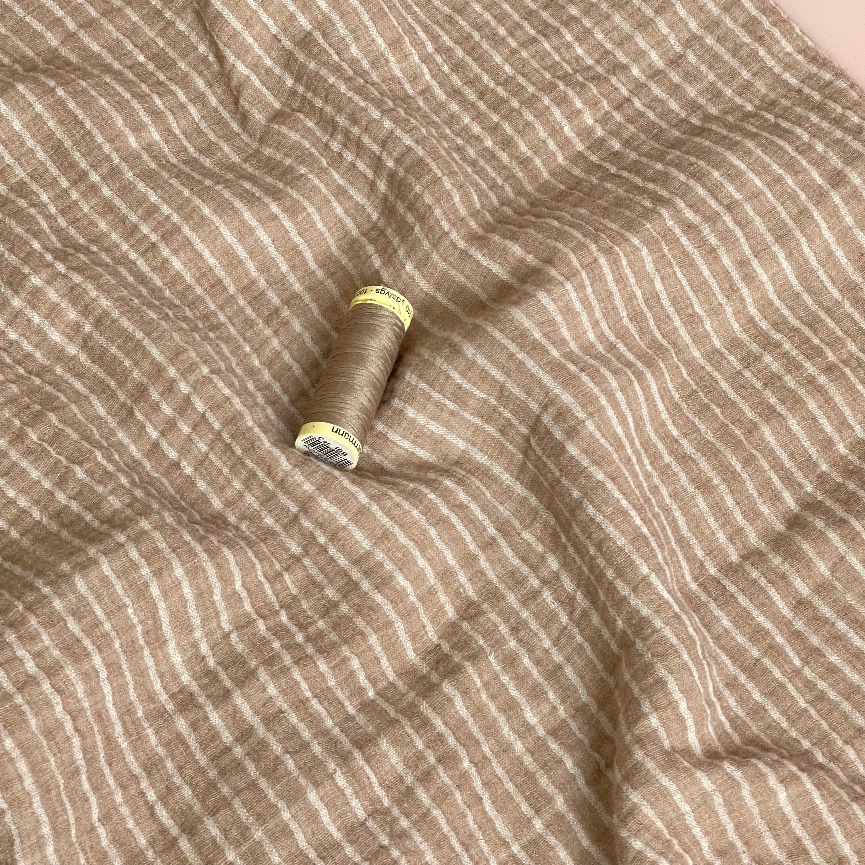 Taupe Stripe Cotton Double Gauze