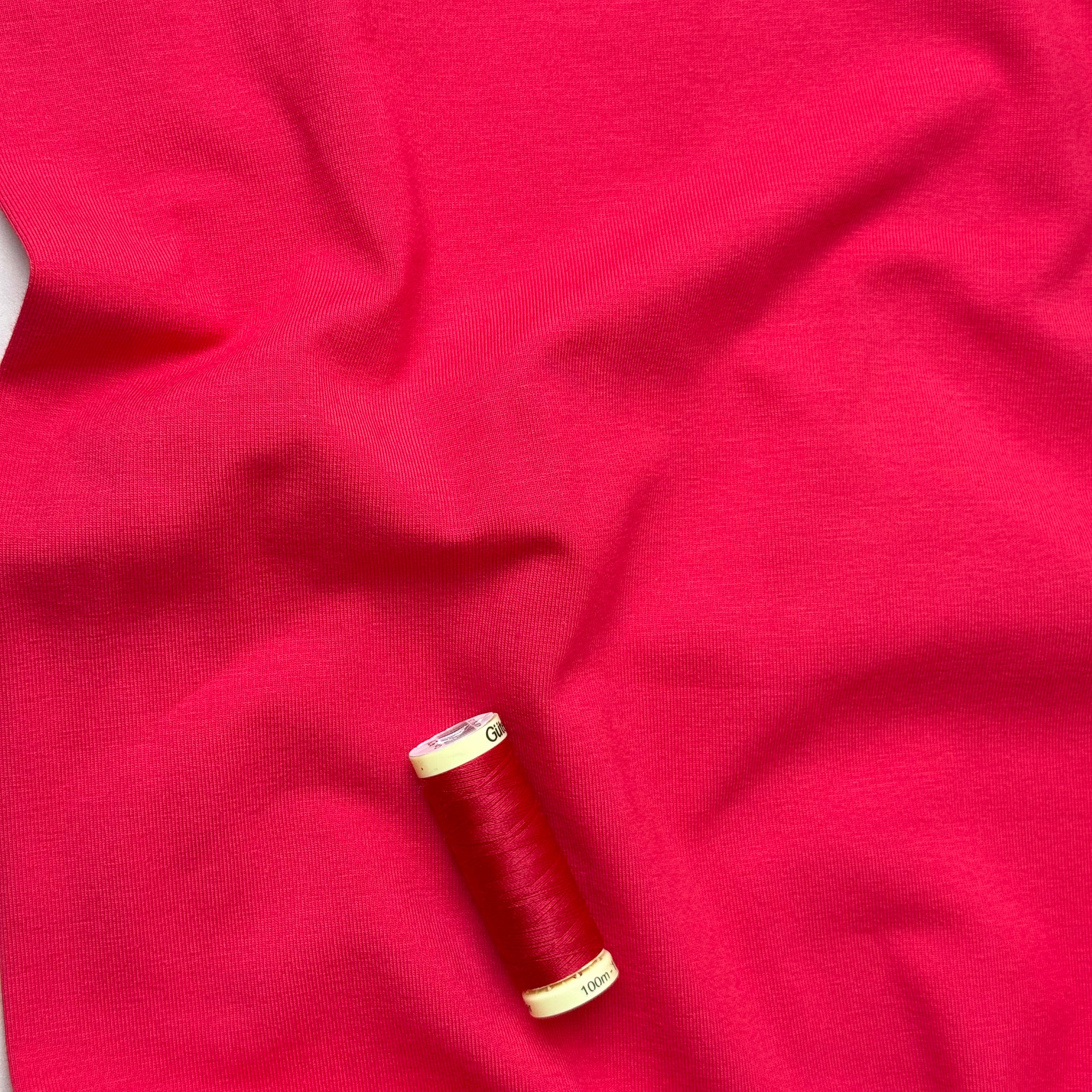 Essential Chic Cherry Red Plain Cotton Jersey Fabric