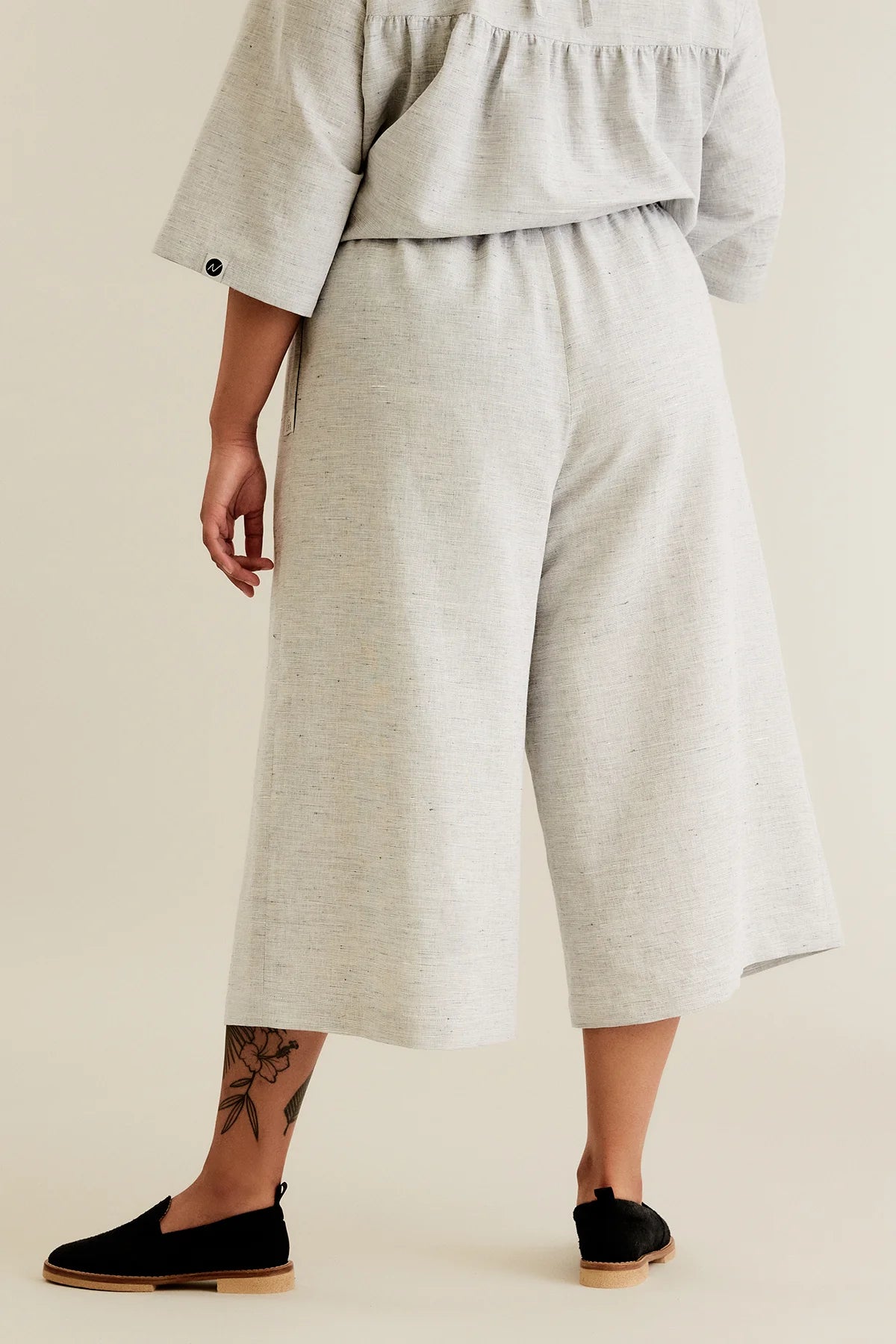 Sewing Kit - Named Ninni Culottes in Serene Khaki Sandwashed Viscose