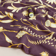 Danish Design - Golden Foliage on Mahogany Cotton Jersey