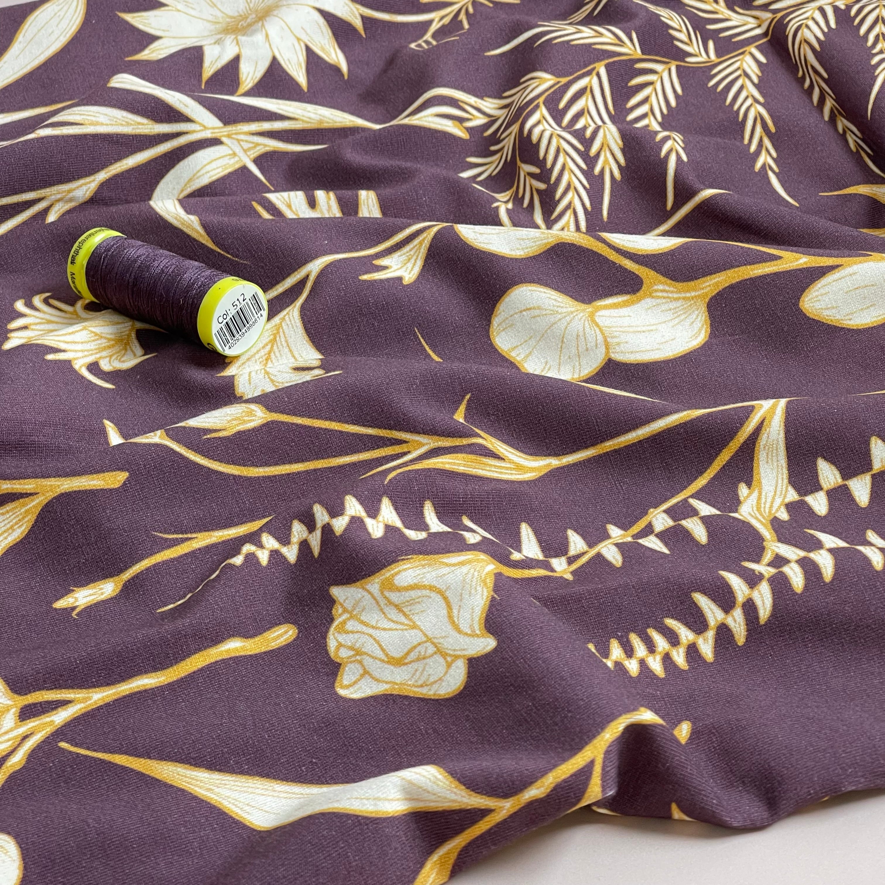 Danish Design - Golden Foliage on Mauve Cotton Jersey
