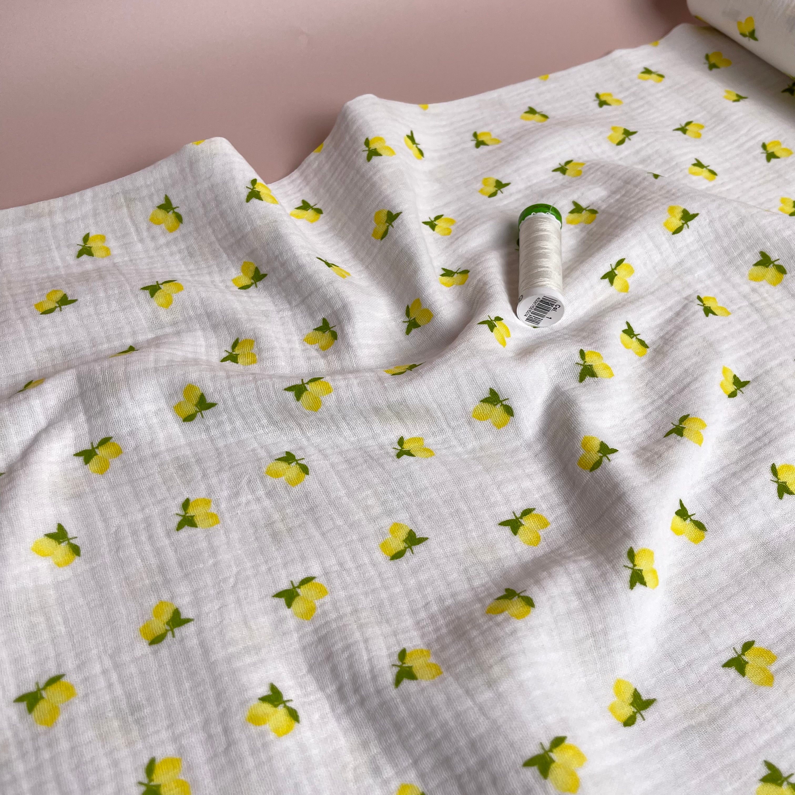 Cute Lemons Off-White Cotton Double Gauze