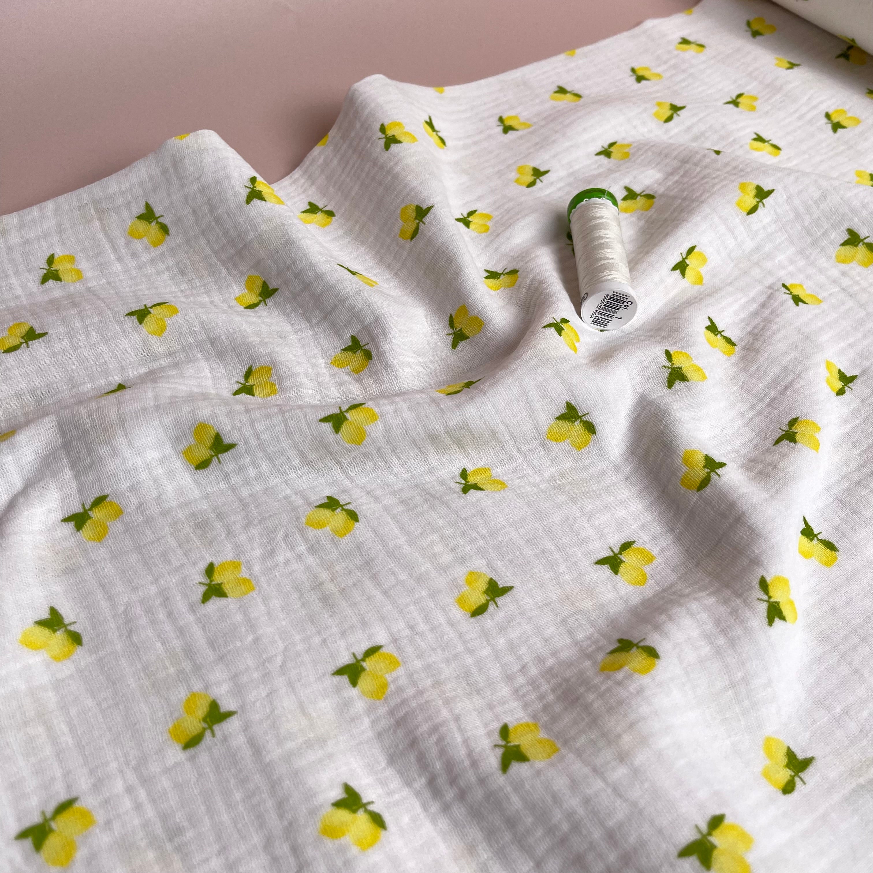 Cute Lemons Off-White Cotton Double Gauze