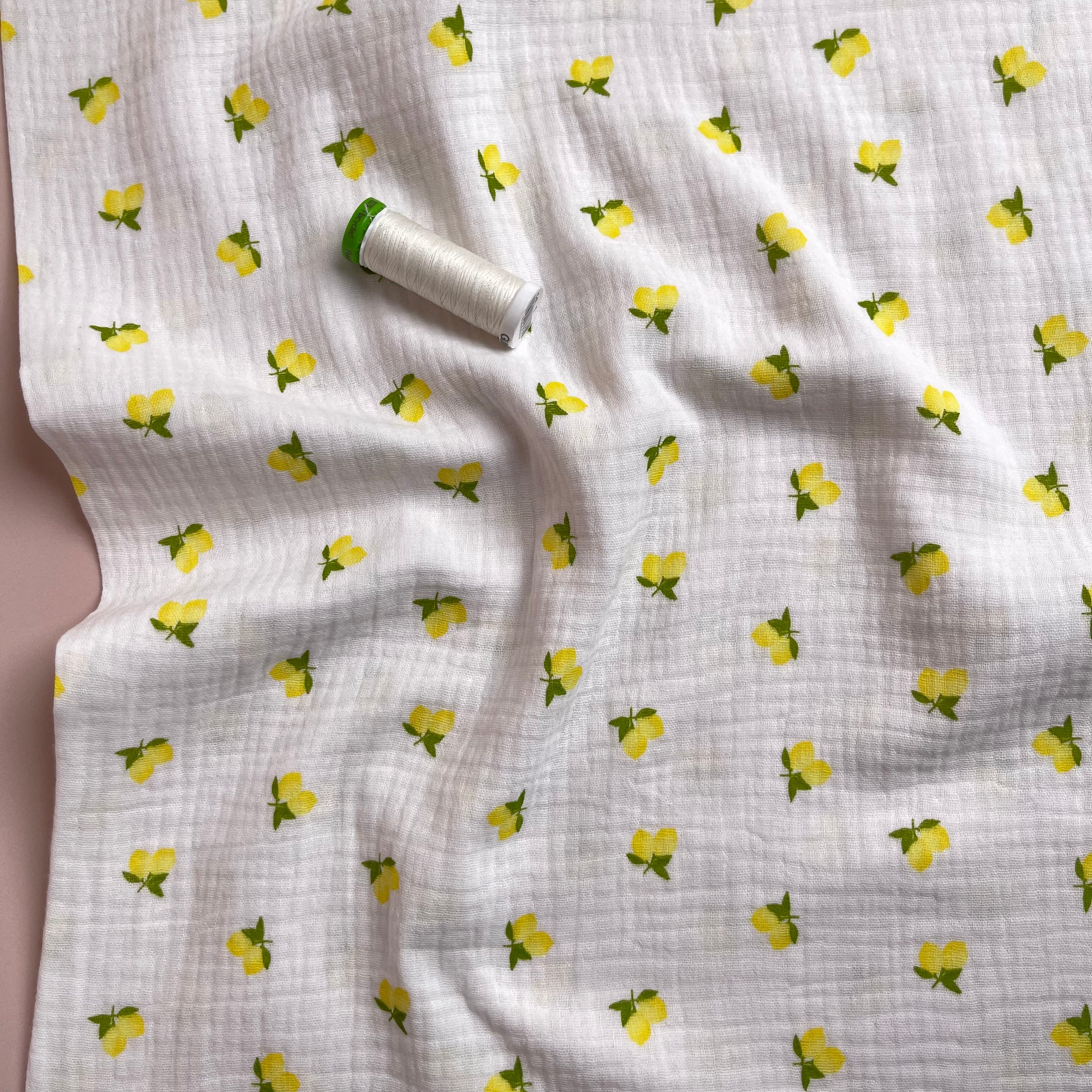 Cute Lemons Off-White Cotton Double Gauze