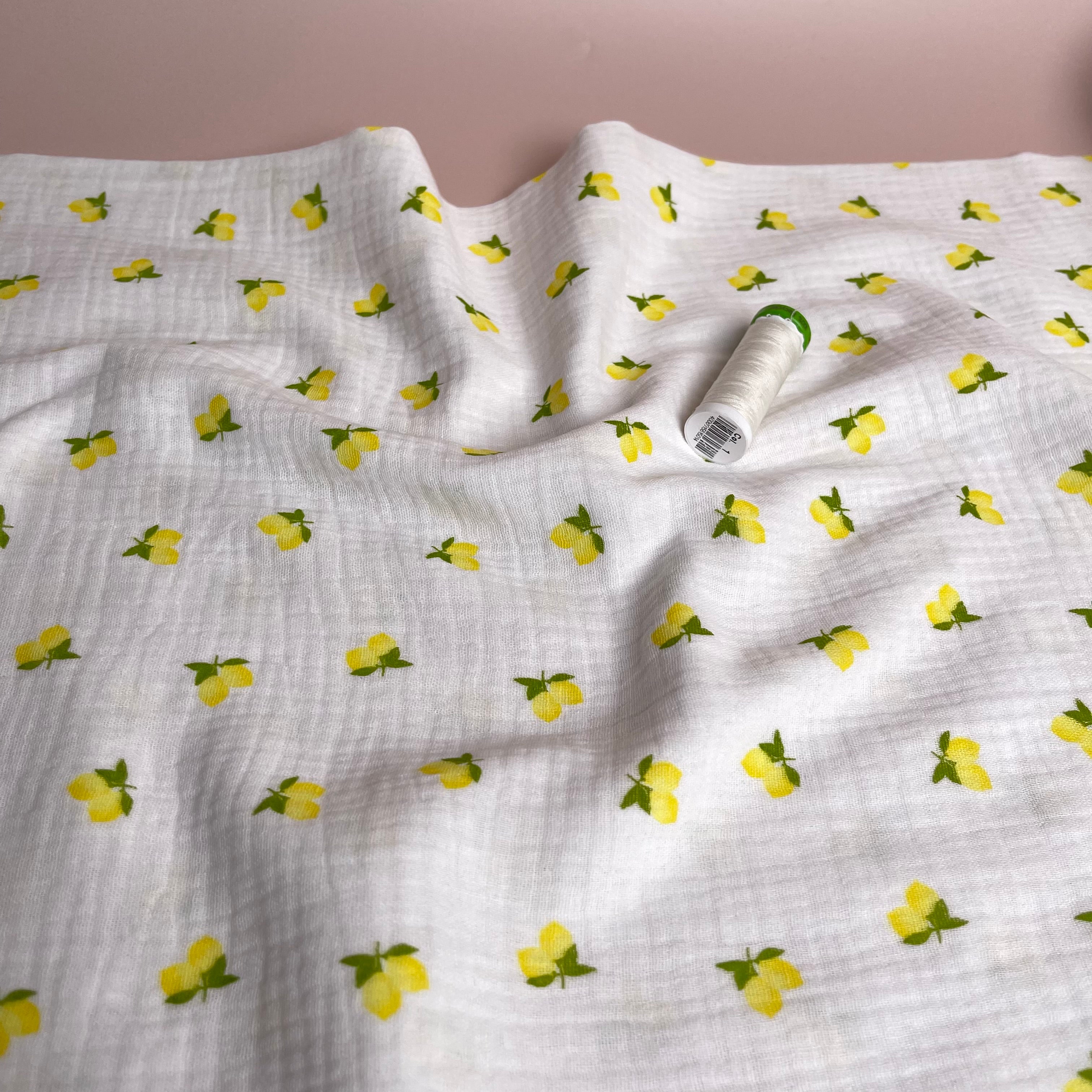 Cute Lemons Off-White Cotton Double Gauze