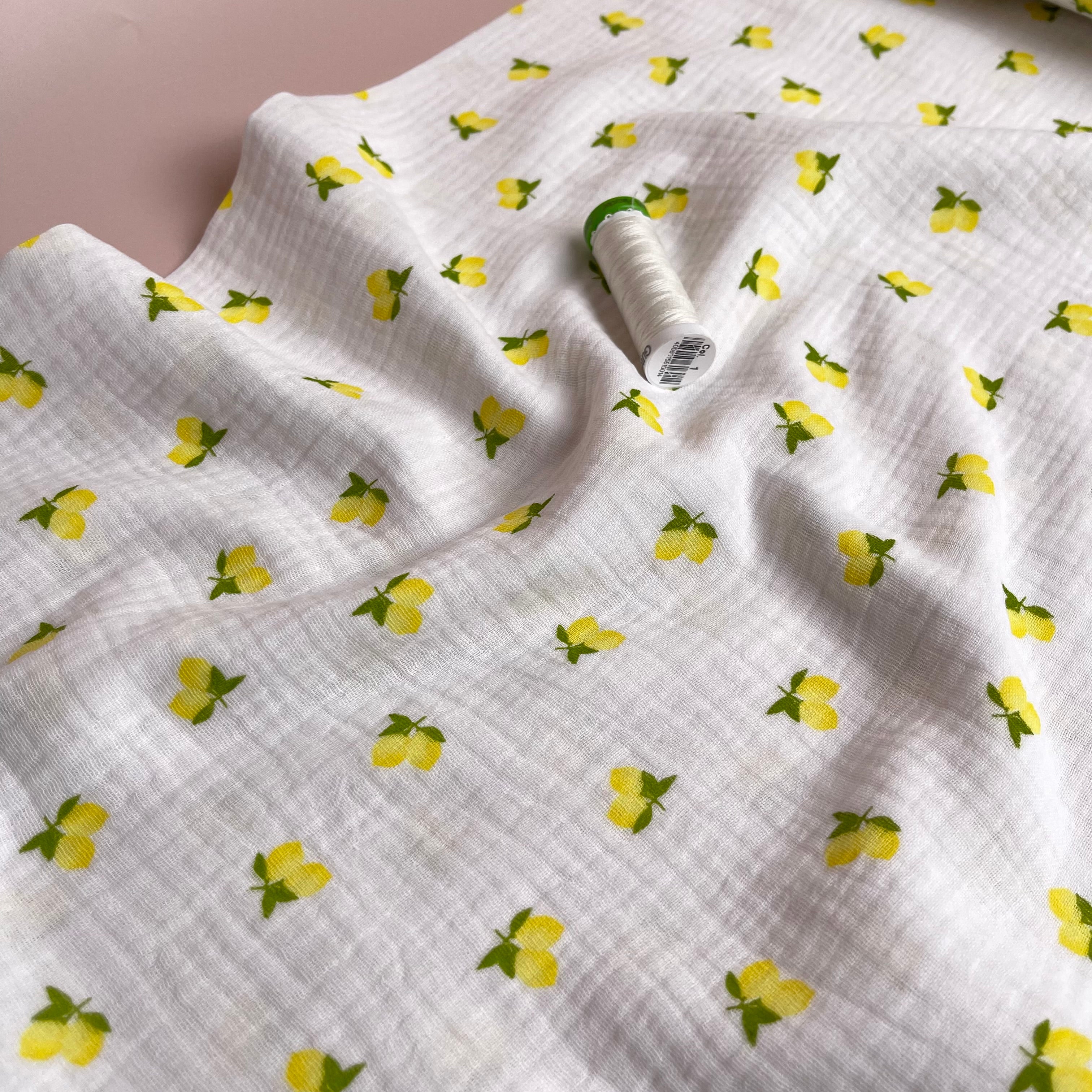 Cute Lemons Off-White Cotton Double Gauze