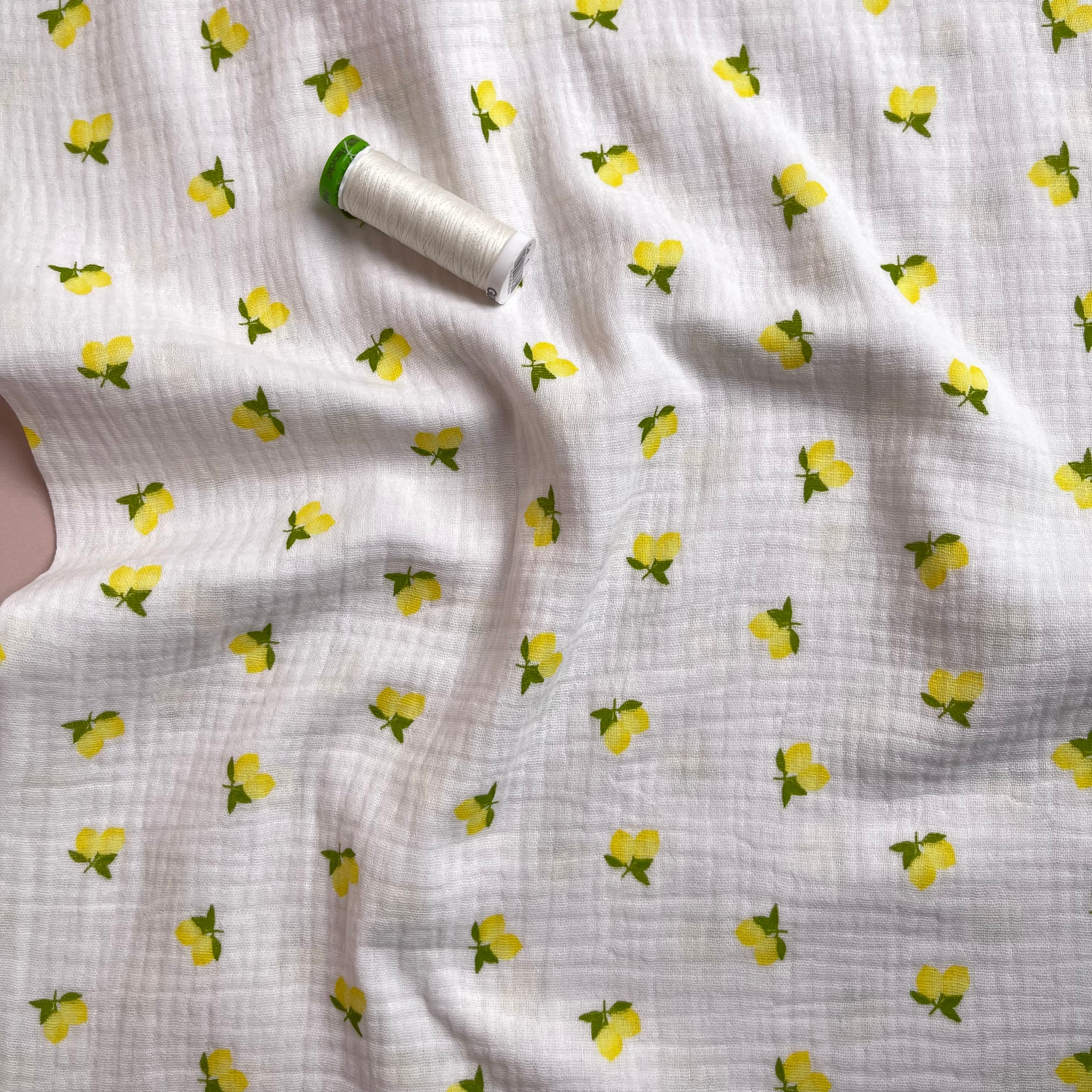 Cute Lemons Off-White Cotton Double Gauze