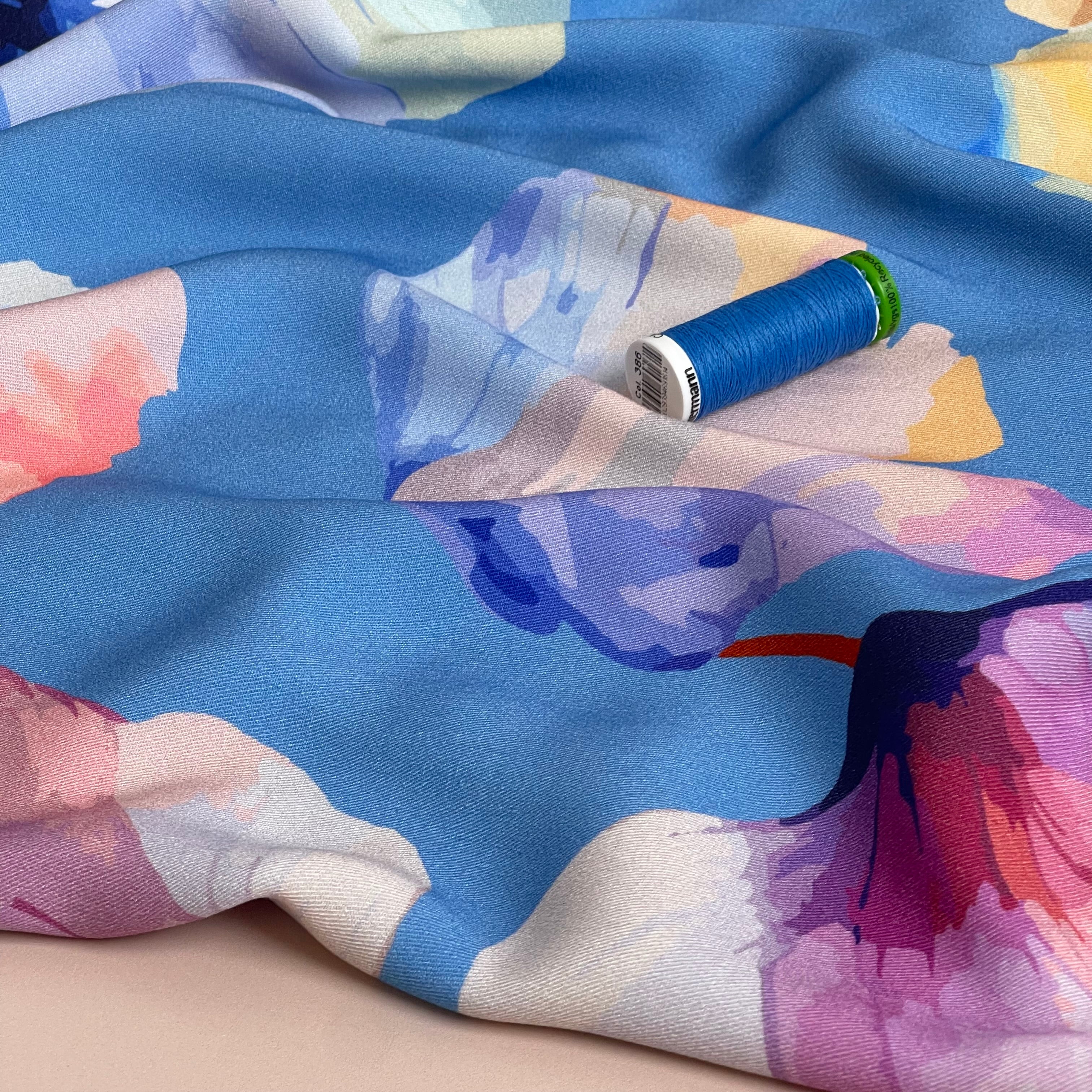 Light & Lush - Painted Petals Viscose Twill Fabric