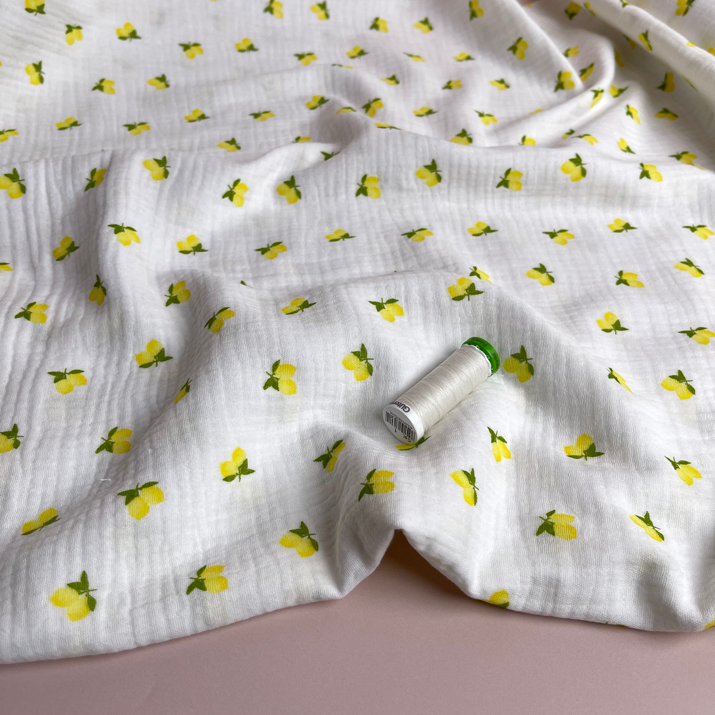 Cute Lemons Off-White Cotton Double Gauze