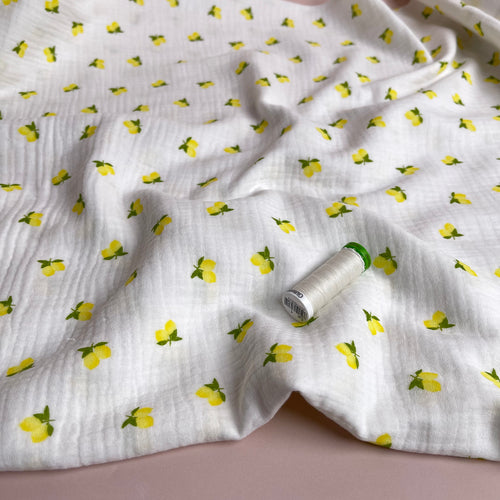 Cute Lemons Off-White Cotton Double Gauze