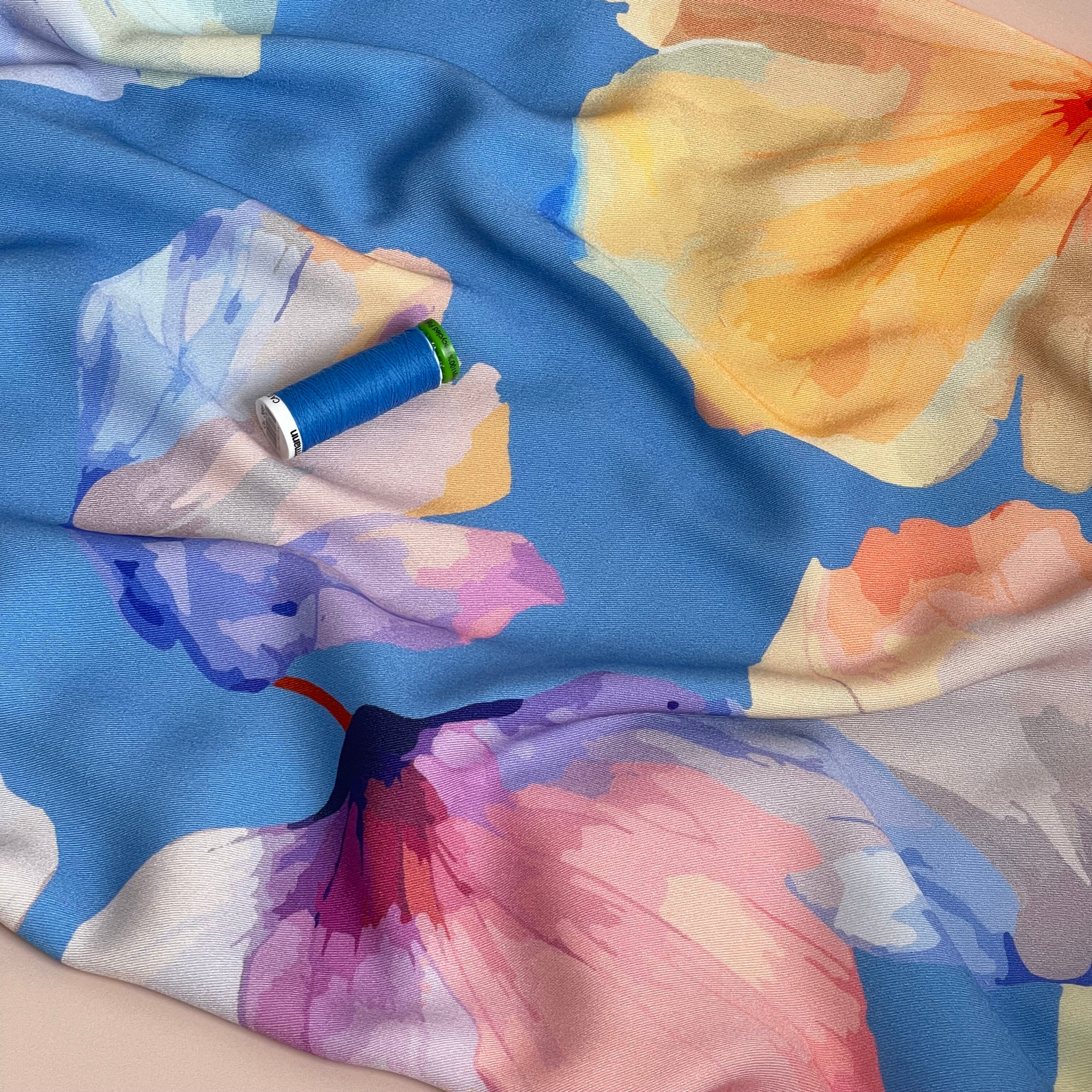 Light & Lush - Painted Petals Viscose Twill Fabric