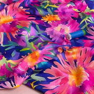 Painted Asters Viscose Sateen Fabric