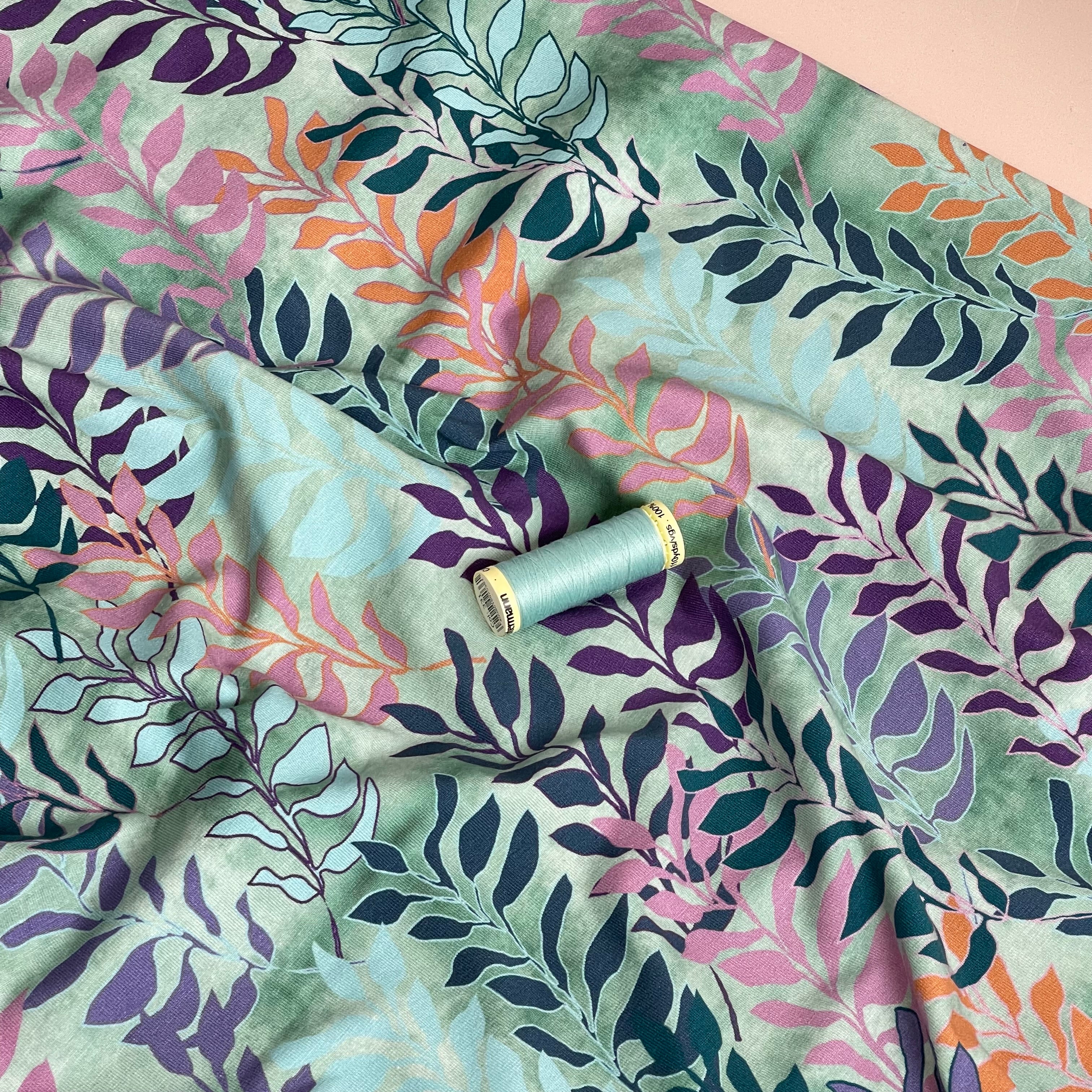 Danish Design - Sage Green Foliage Cotton Jersey