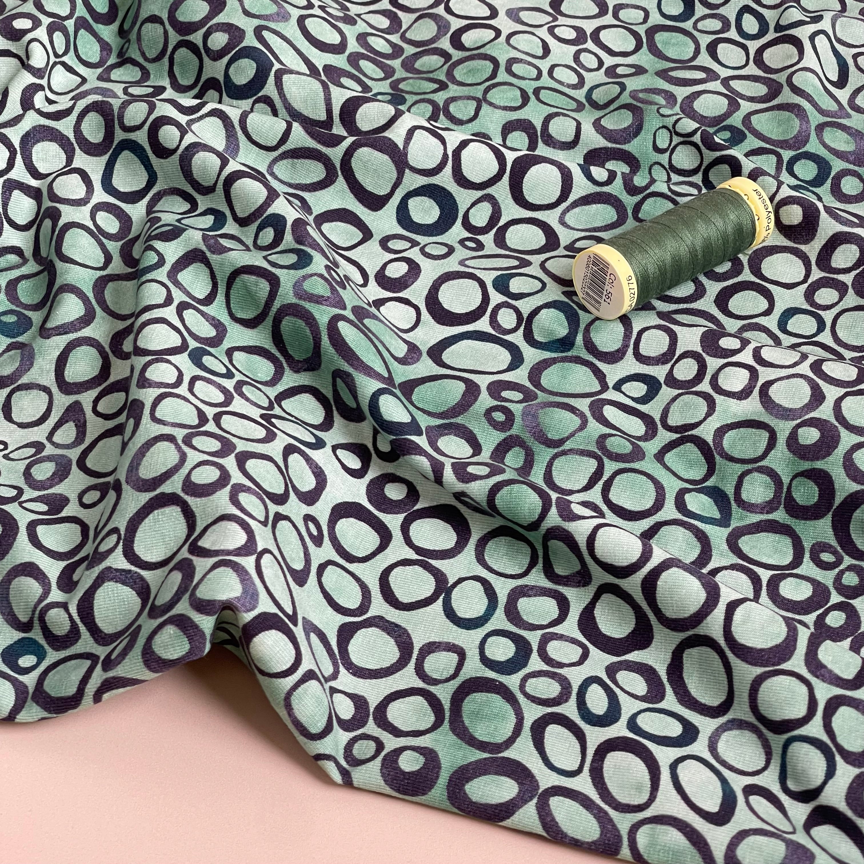 Danish Design - Abstract Circles Sage Cotton Jersey