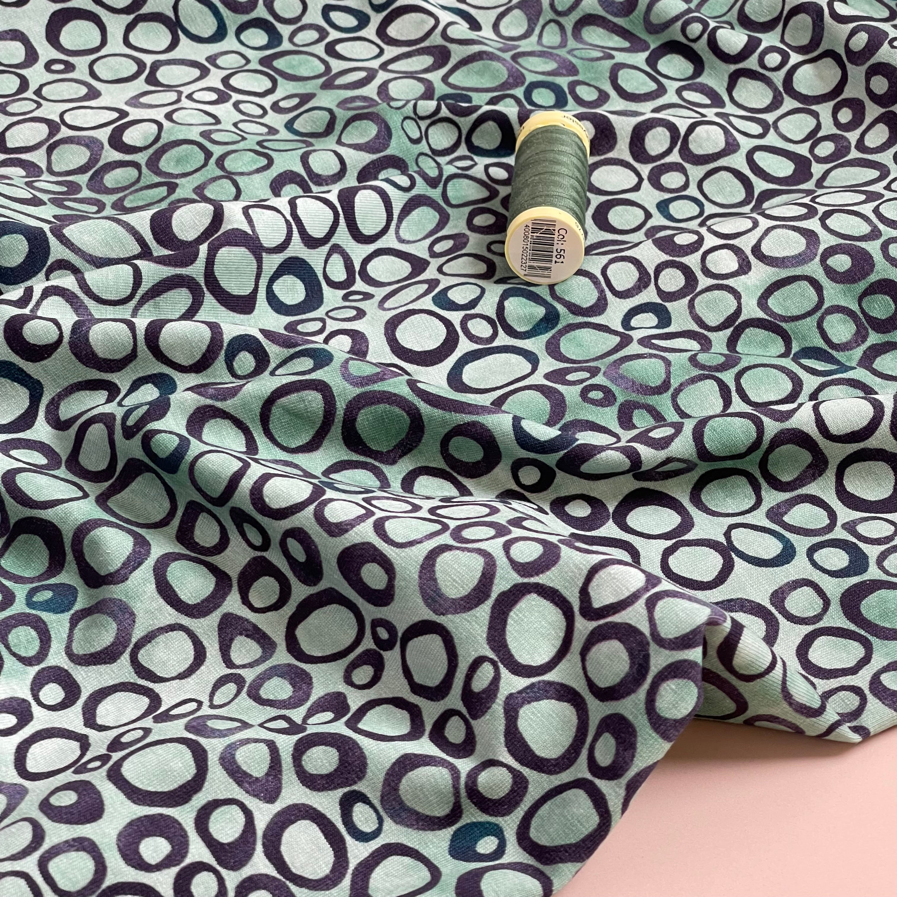 Danish Design - Abstract Circles Sage Cotton Jersey