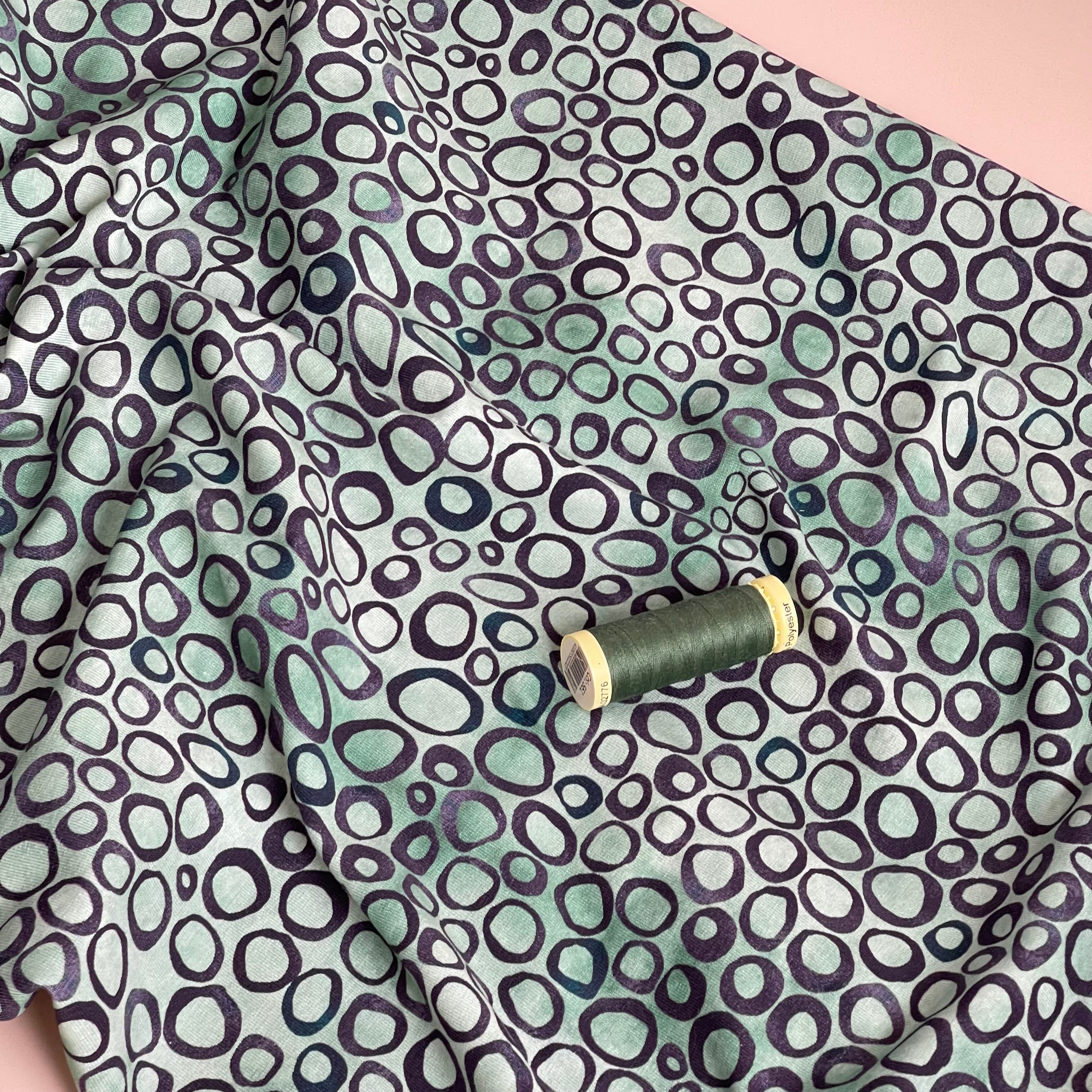 Danish Design - Abstract Circles Sage Cotton Jersey