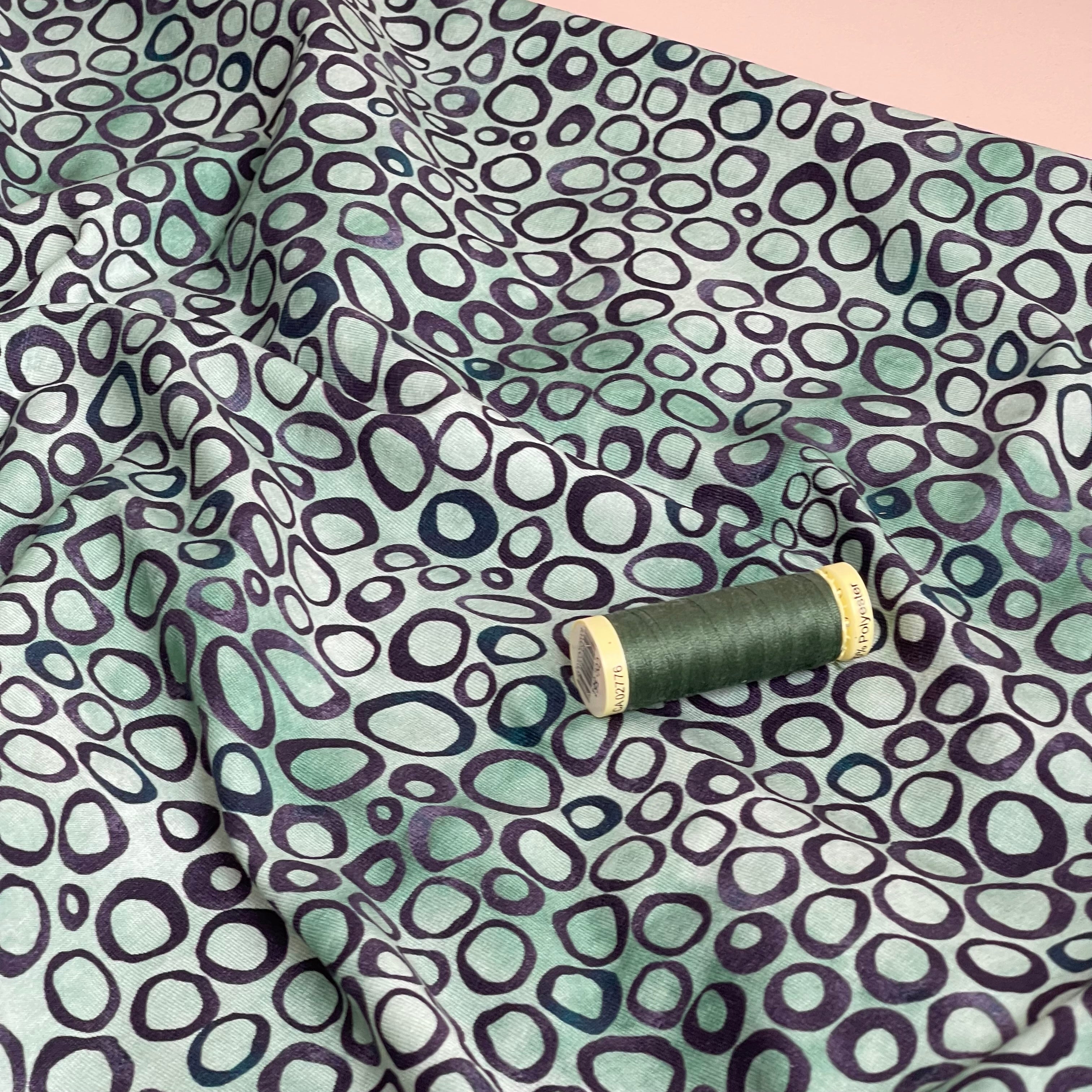 Danish Design - Abstract Circles Sage Cotton Jersey