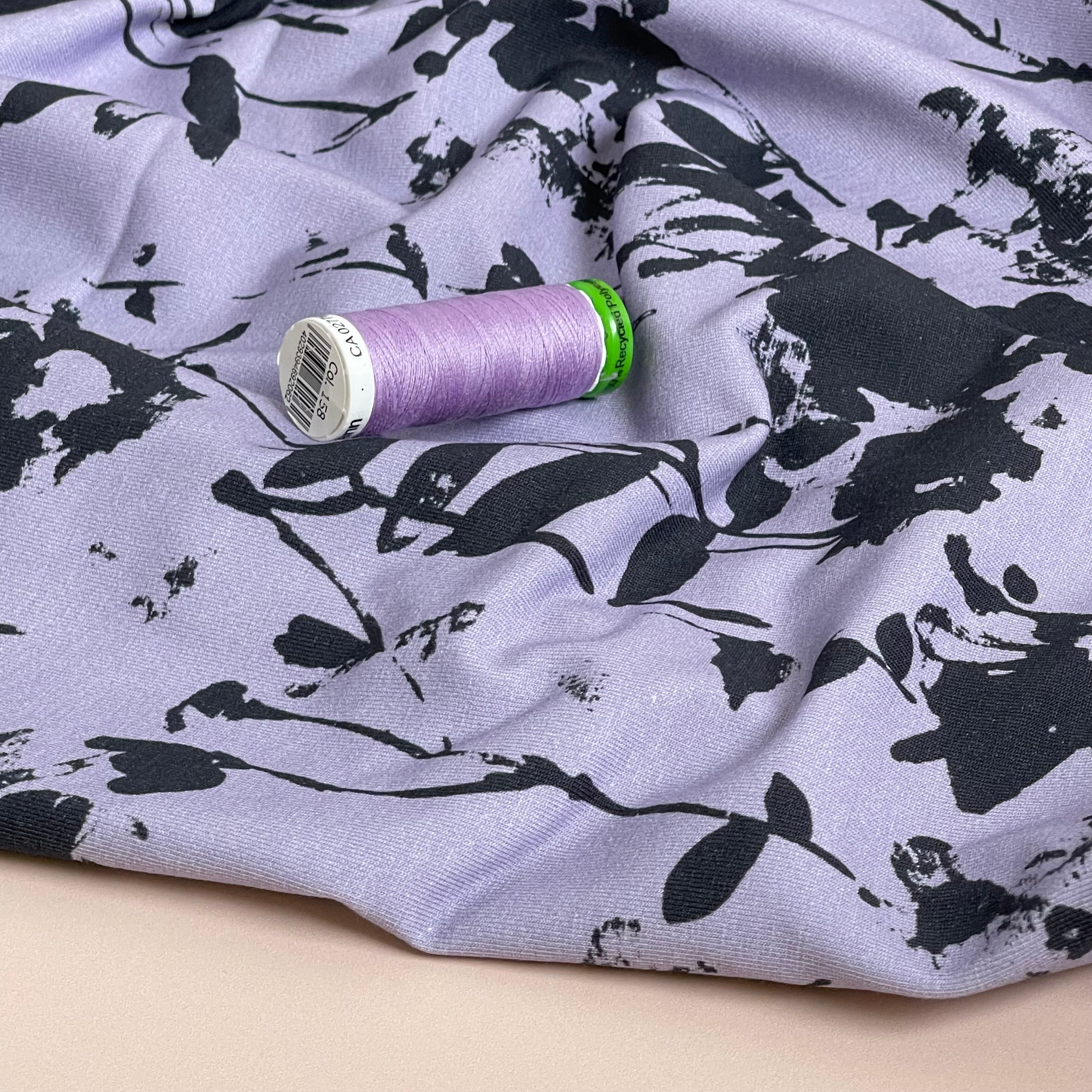 Danish Design - Foliage Paint Splash Lavender Cotton Jersey
